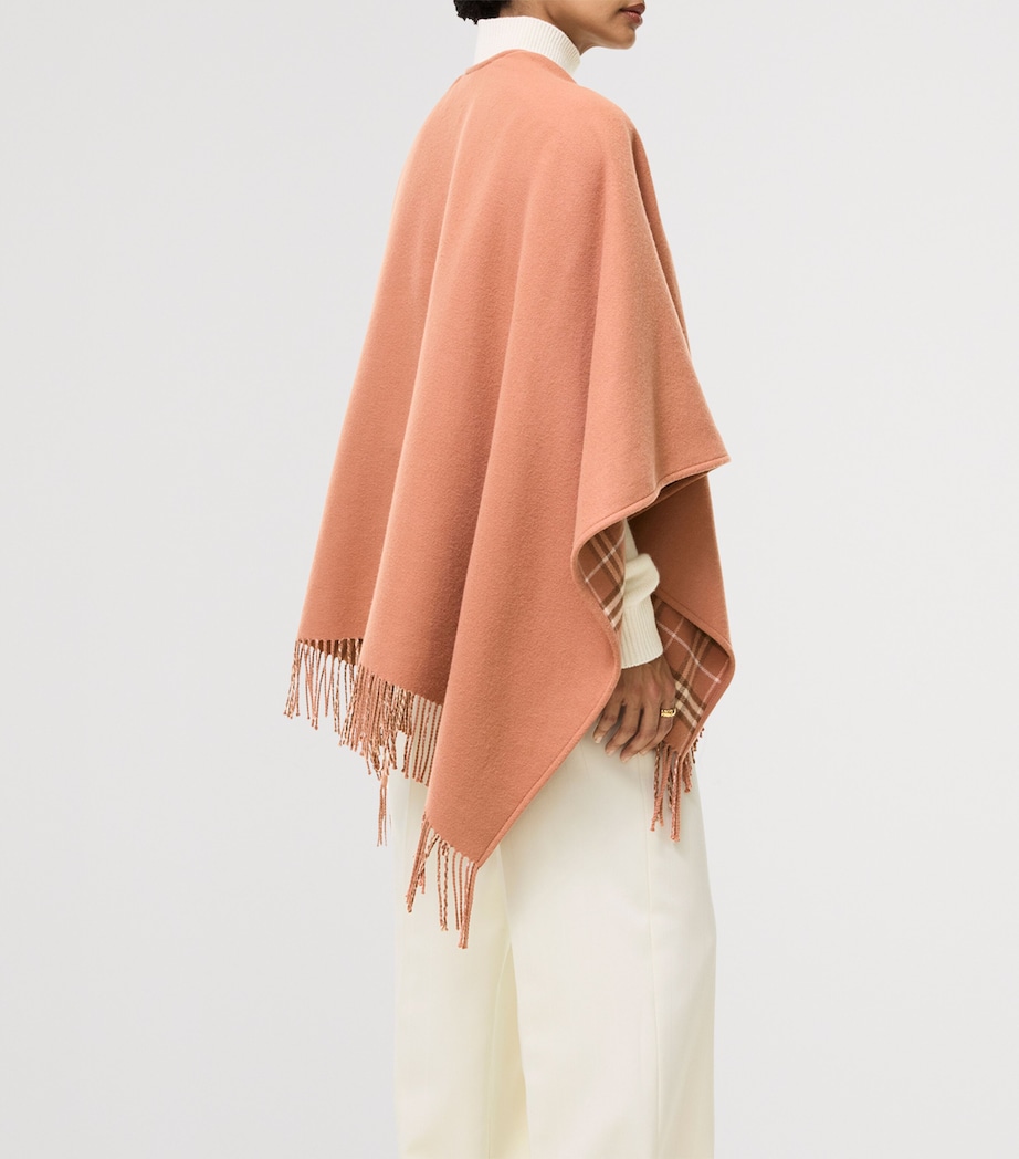 Burberry Wool Reversible Check Cape Clay Pink Image 3