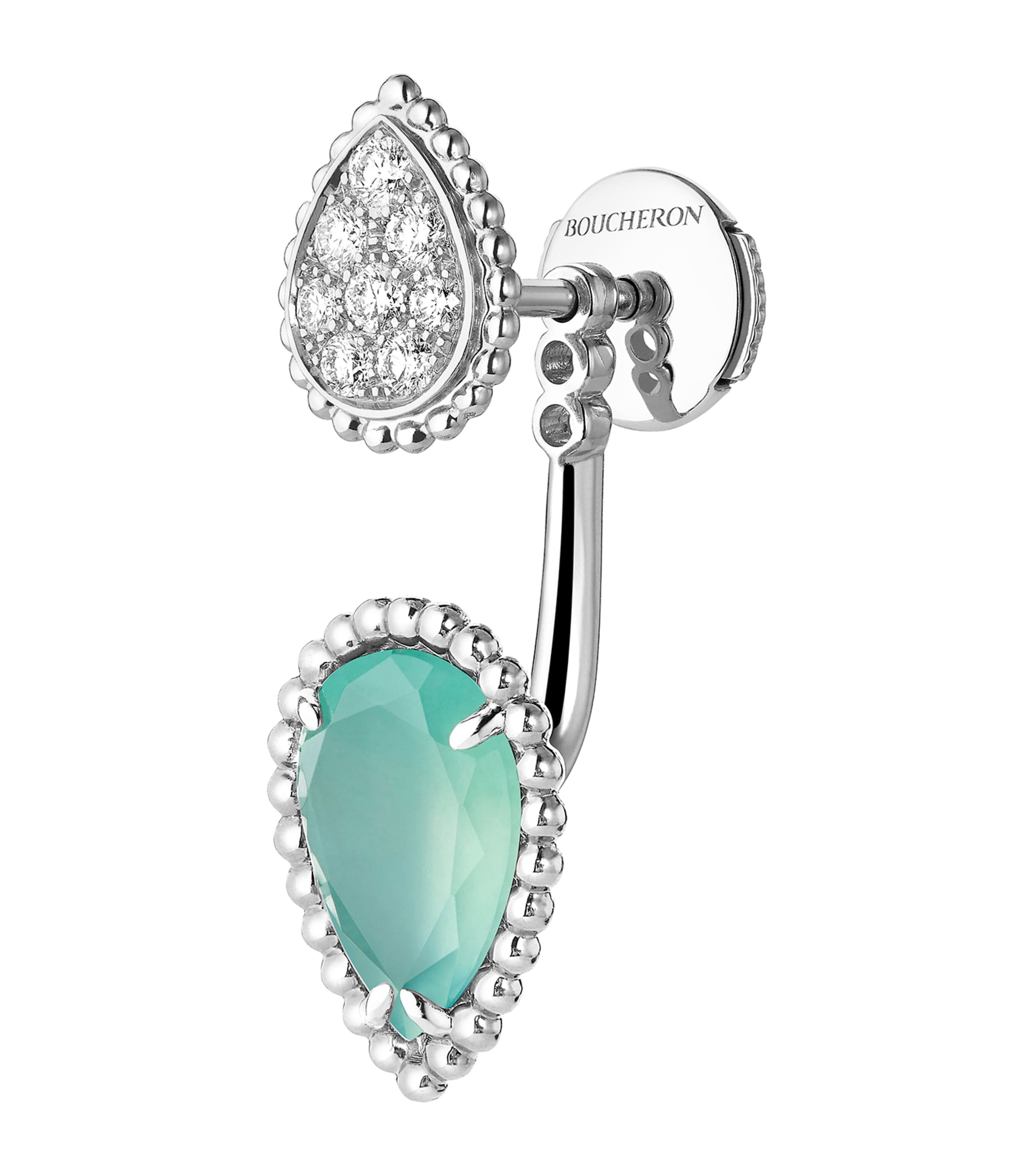 White Gold, Diamond and Aquaprase Serpent Bohème Earring BLUE Image 2