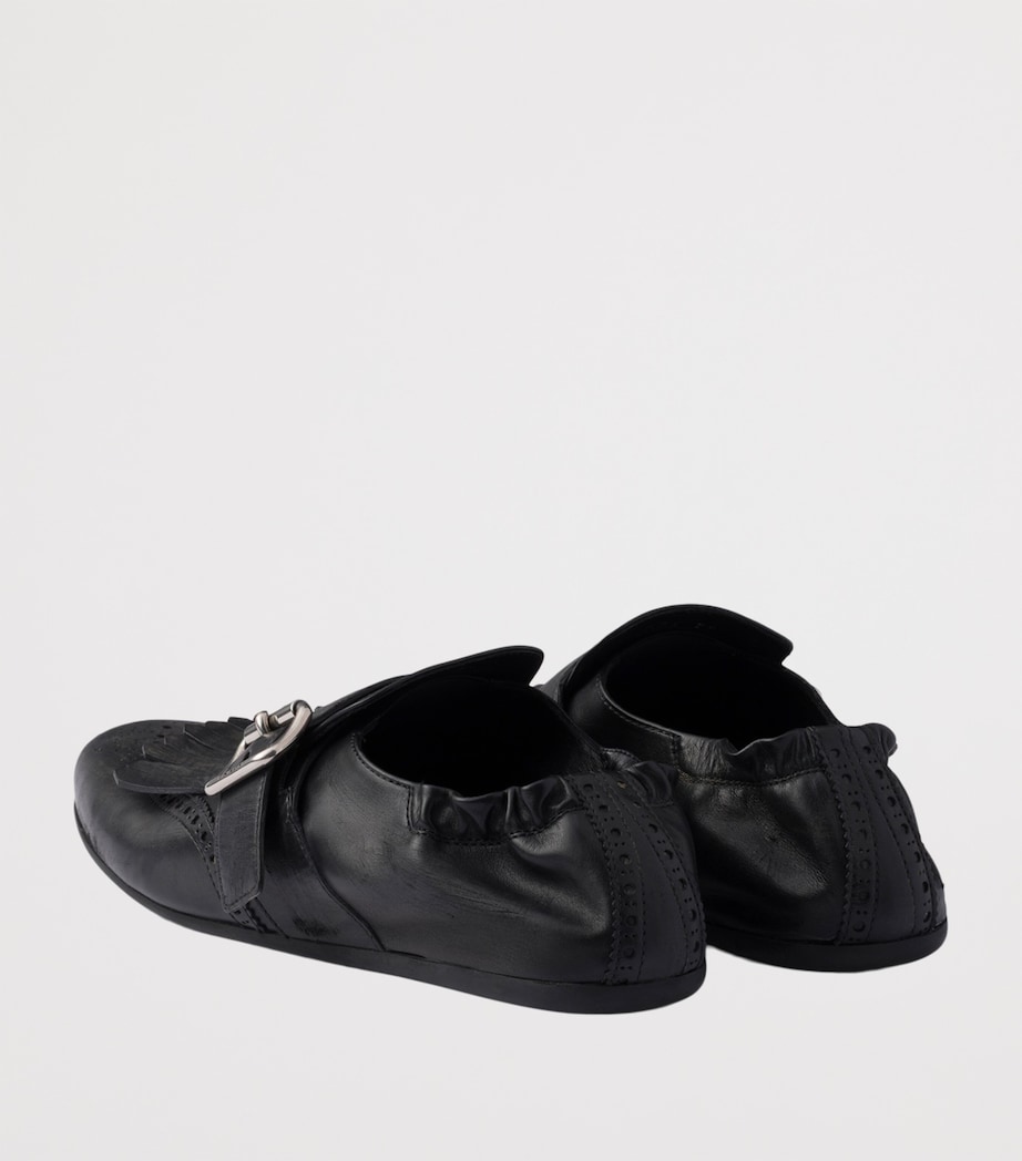 Leather Fringed Shuffle Loafers F0002 Image 5