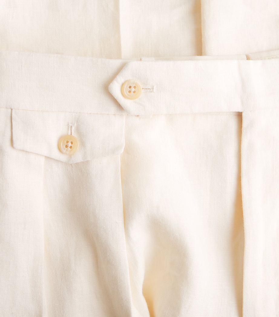 Polo Ralph Lauren Mens Pleated Linen Trousers Light Cream Image 6