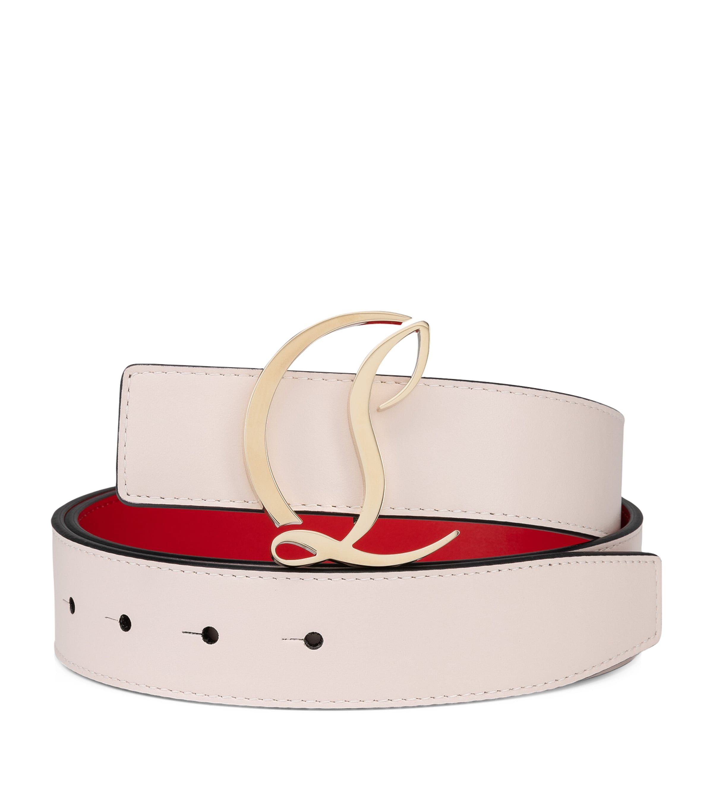 Shop Christian Louboutin Cl Logo Leather Belt In Red