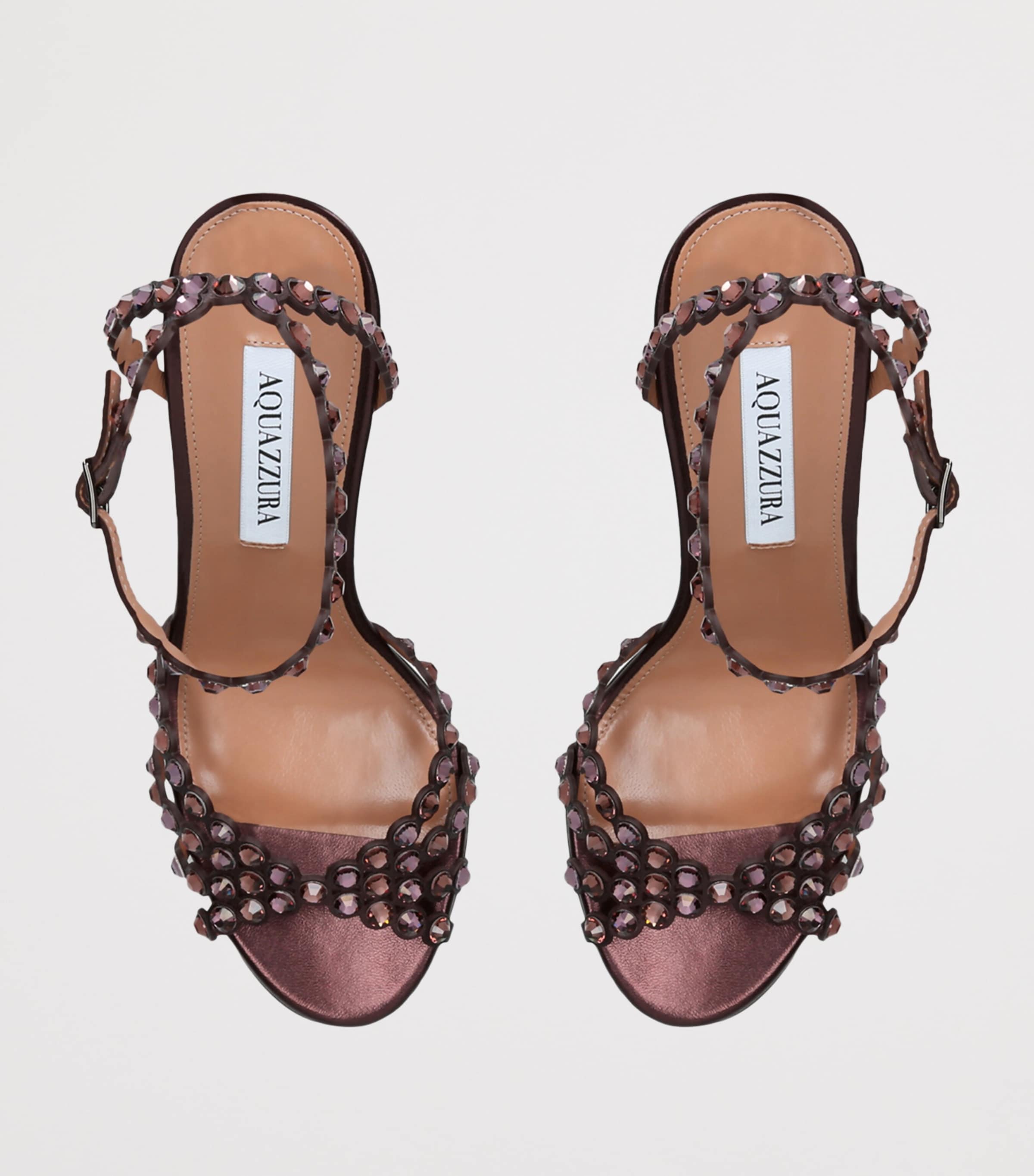 Aquazzura Leather Tequila Sandals 85 Viola Image 3