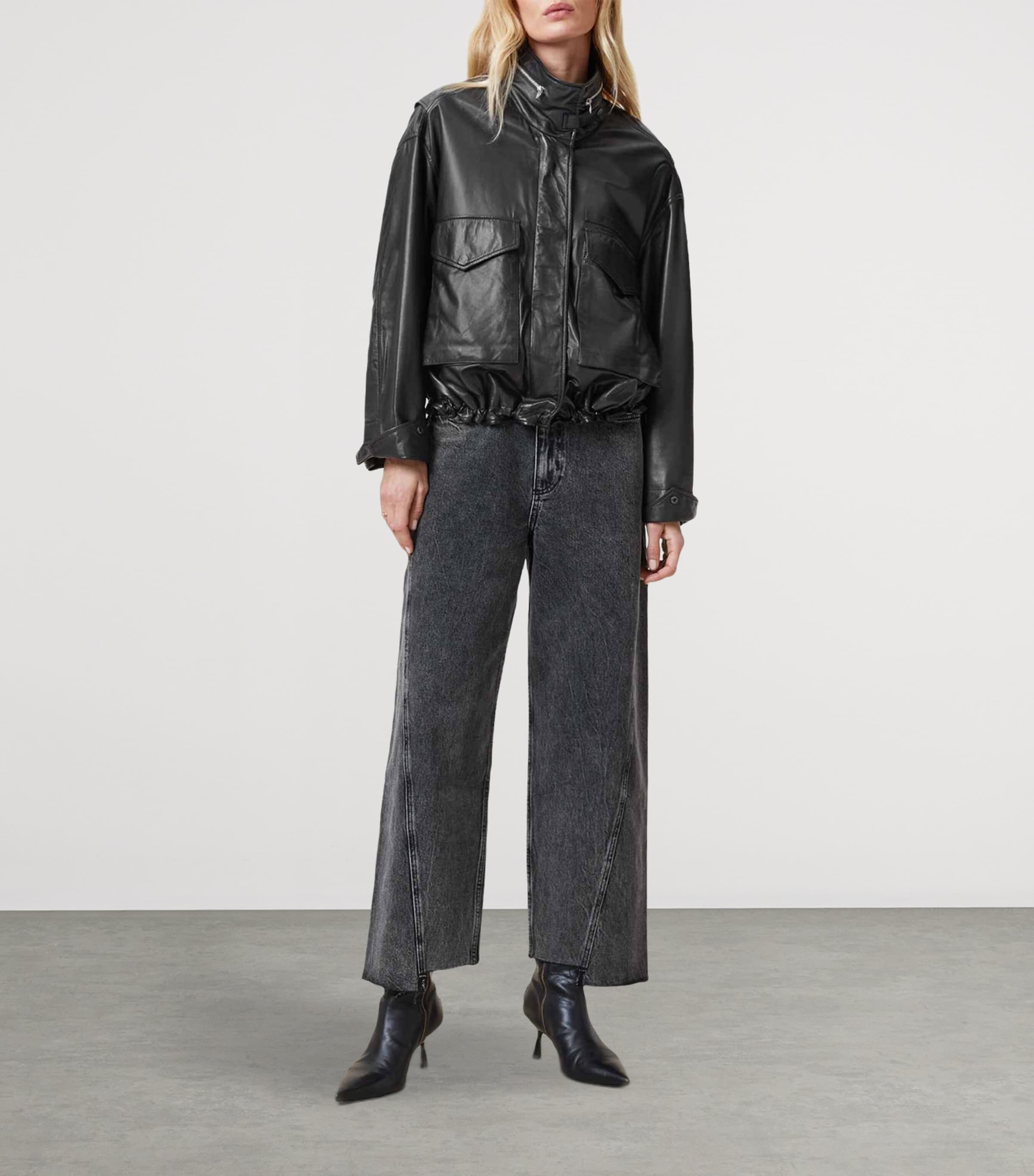 AllSaints Womens Clay Leather Jacket Black Image 2