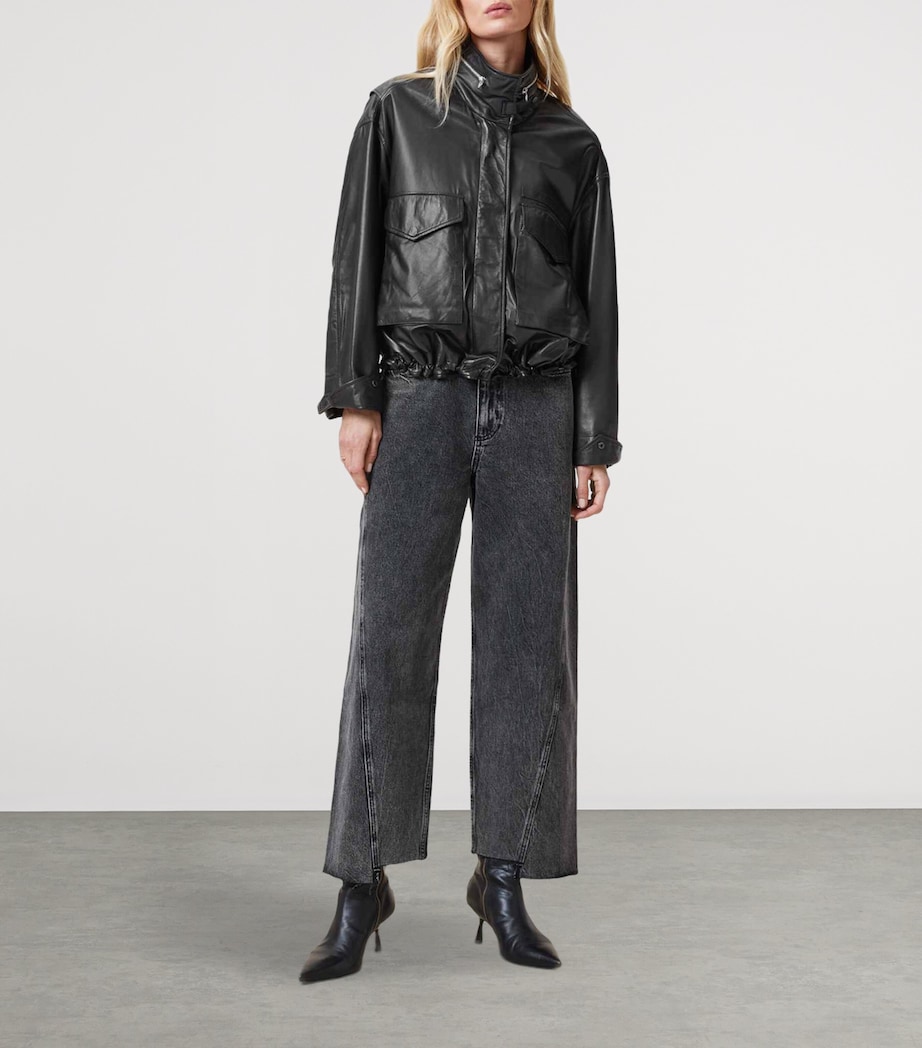 AllSaints Womens Clay Leather Jacket Black Image 2