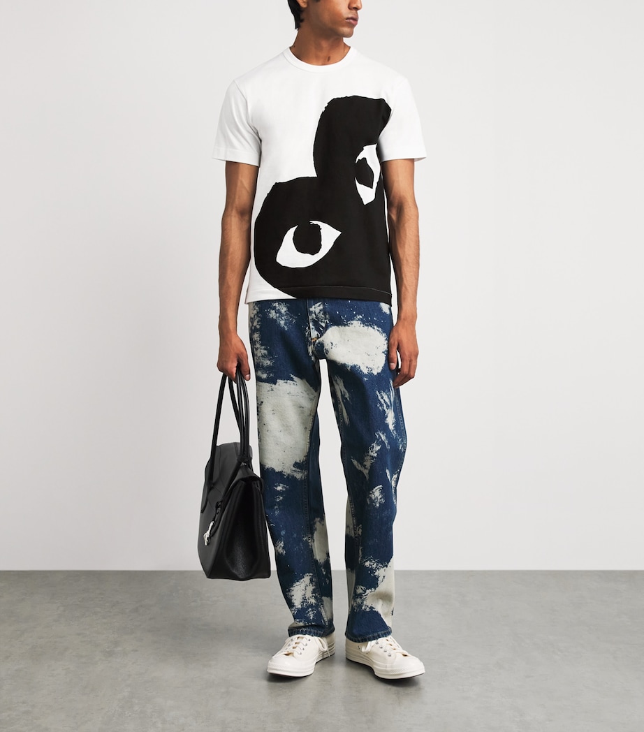Comme Des Garçons Mens Cotton Bottom Corner Heart T-Shirt White/black Image 2