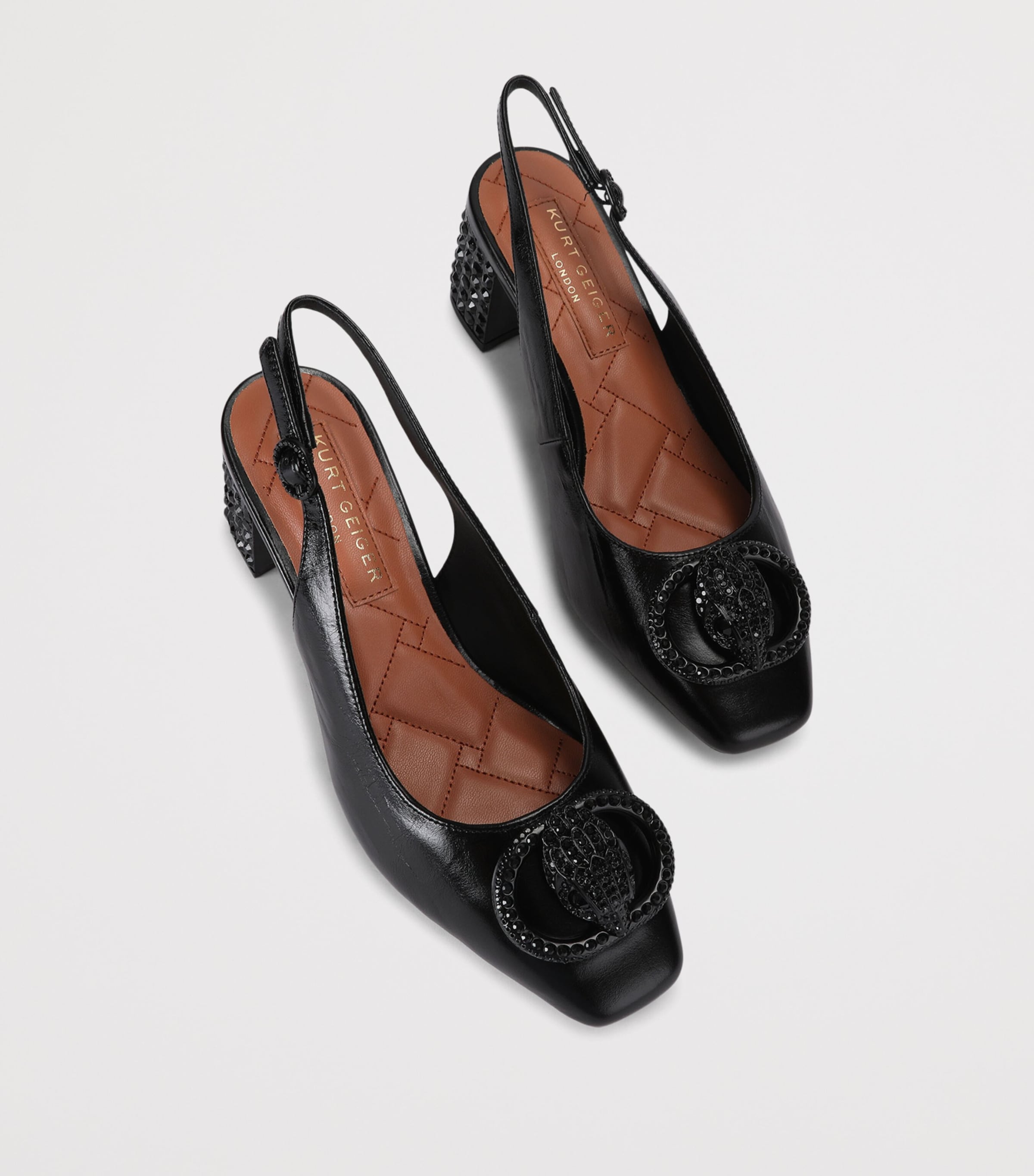 Kurt Geiger London Leather Chelsea Slingback Block Heels Black Image 4