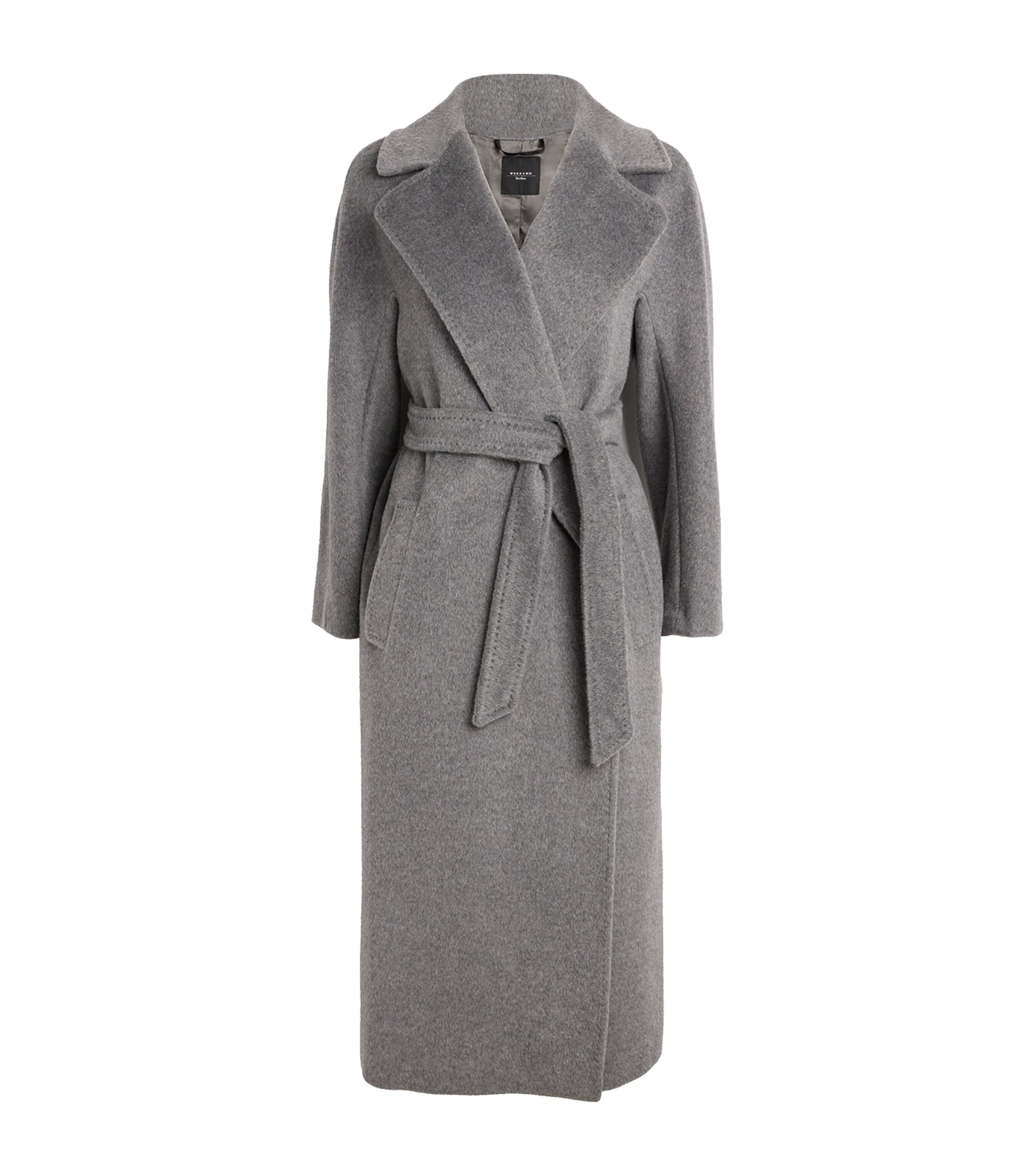 Shop Weekend Max Mara Wool-alpaca-blend Coat In Grey