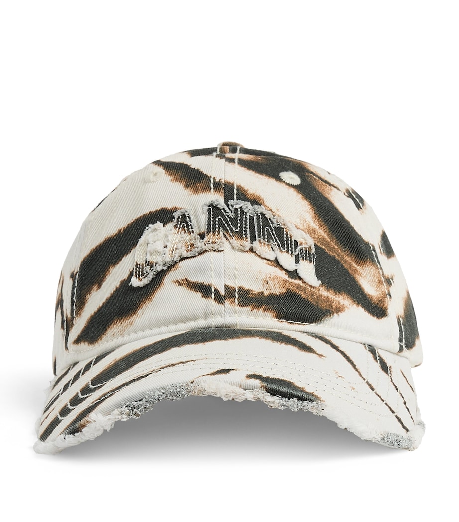 GANNI Organic Canvas Zebra Baseball Cap Egret Image 1