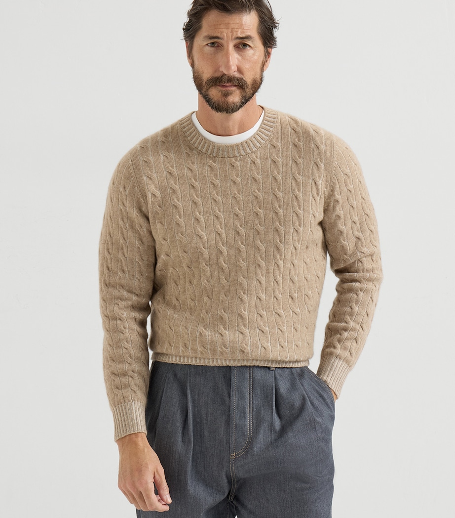 Brunello Cucinelli Mens Cashmere Cable-Knit Sweater Image 5