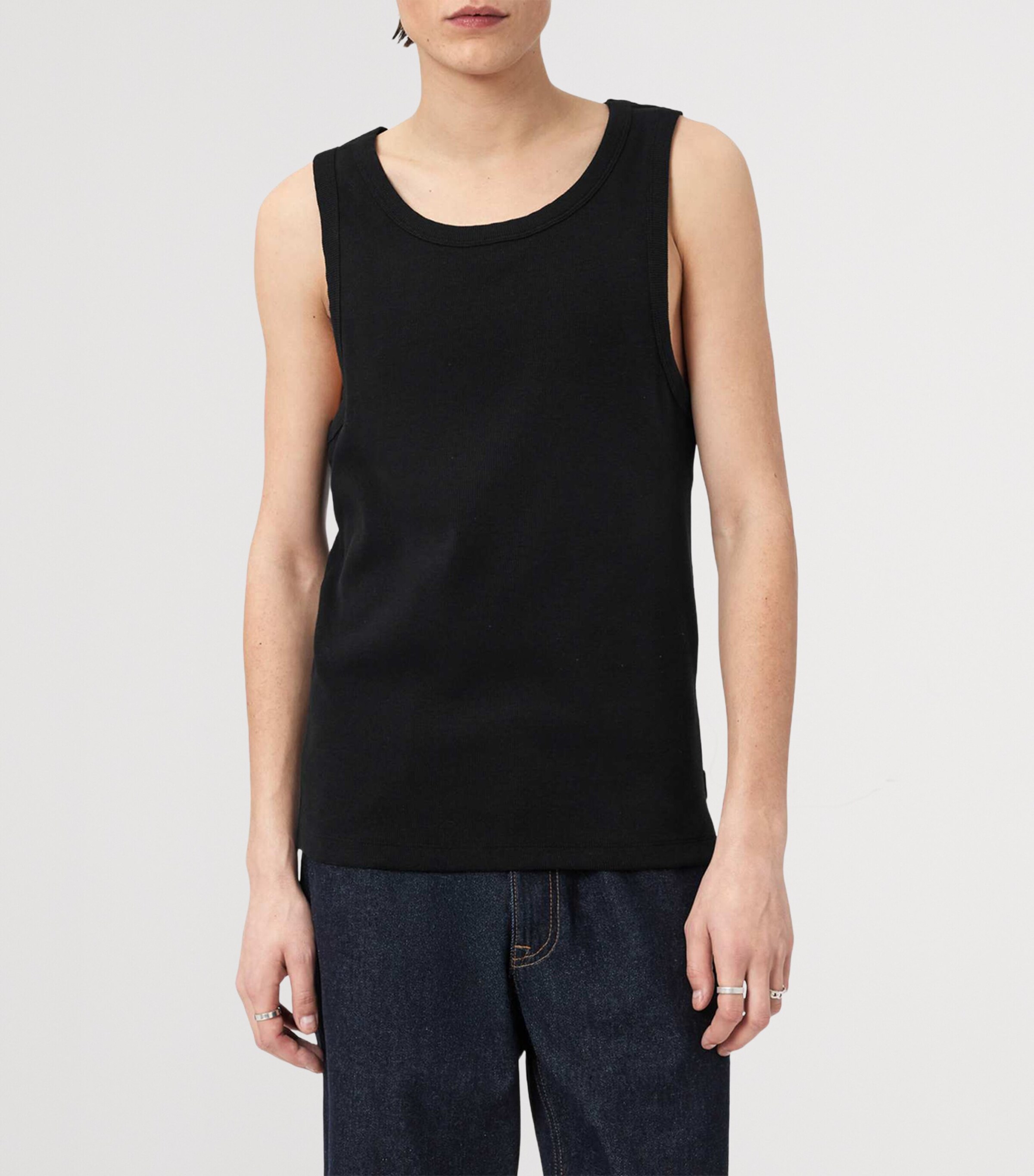 AllSaints Mens Organic Cotton Axel Vest Jet Black Image 3