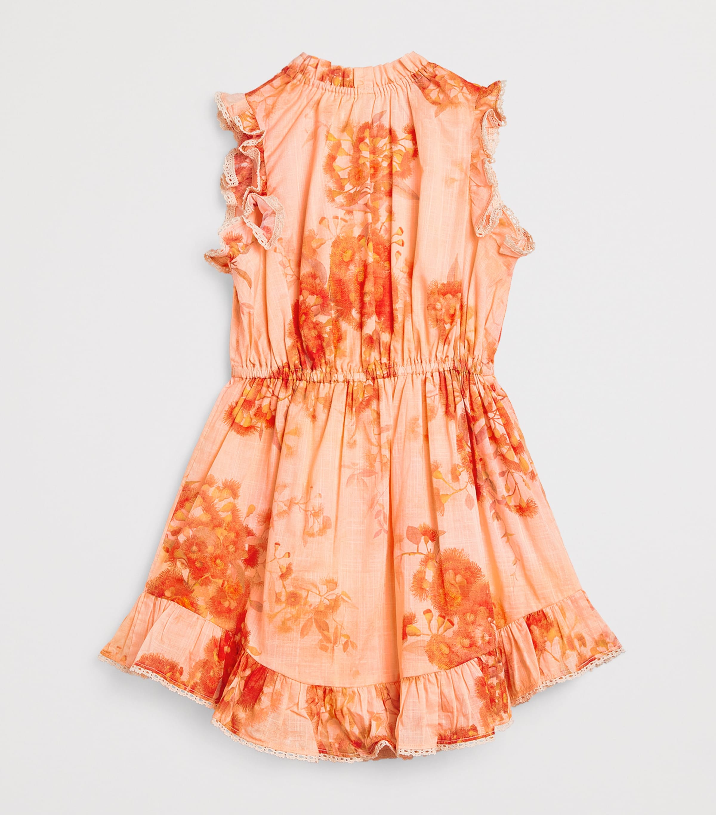 Zimmermann Kids Crochet-Trim Cascadian Flip Dress (2-12 Years) Red Floral Image 2