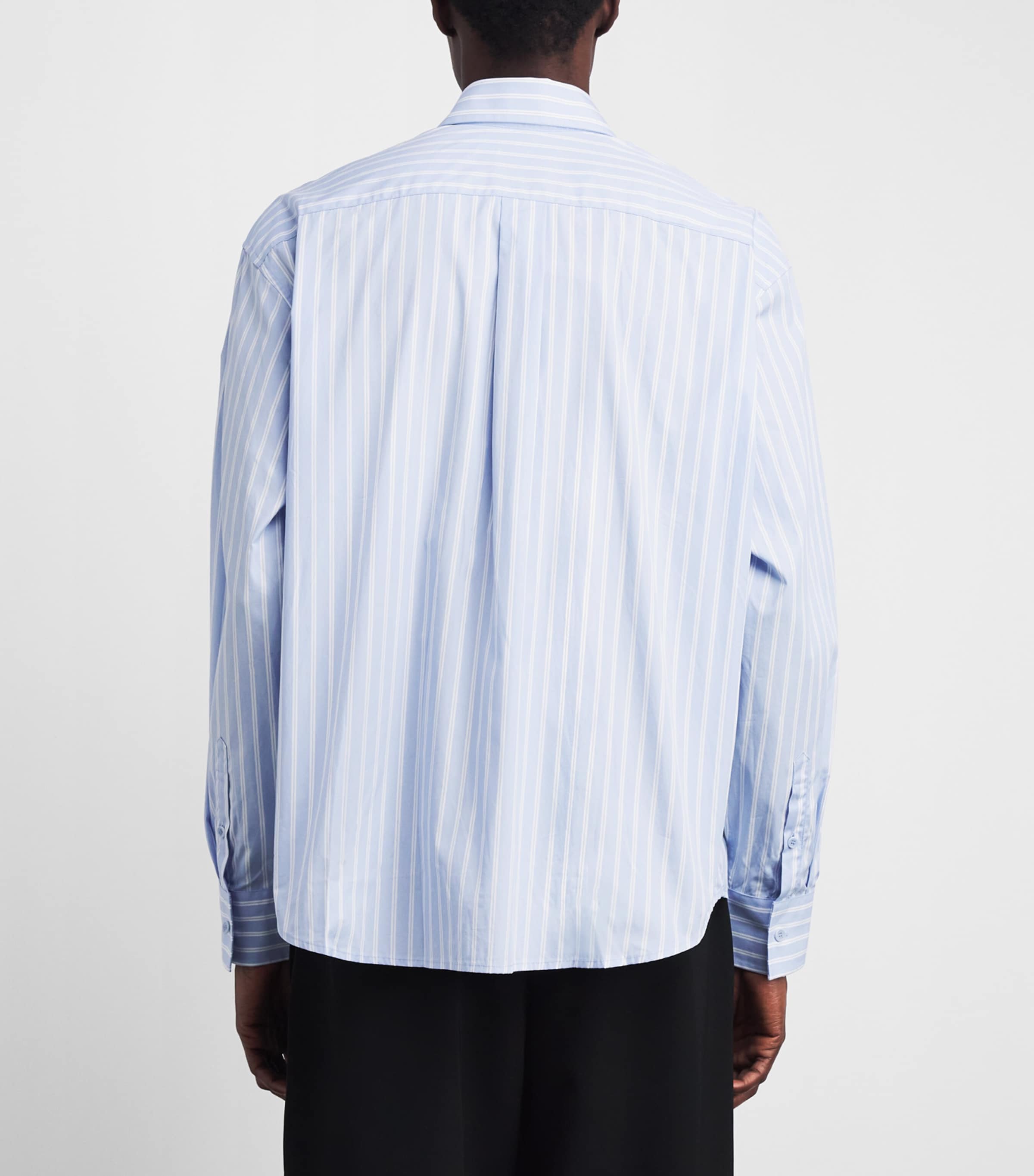 Sandro Paris Mens Cotton Stripe Shirt Sky Blue / White Image 5