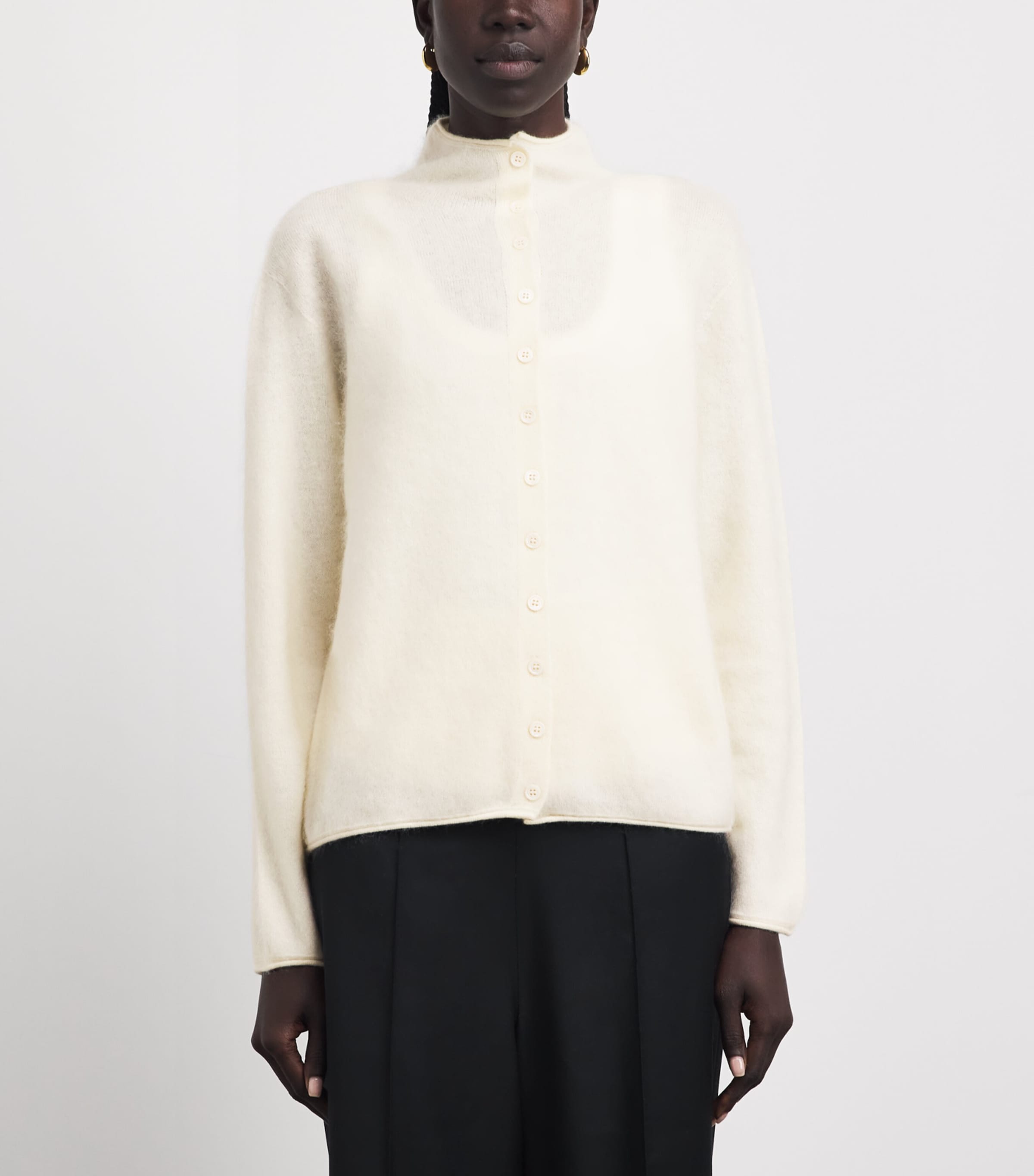 Voranida Womens Wool-Cashmere Maris Cardigan Ecru Image 4