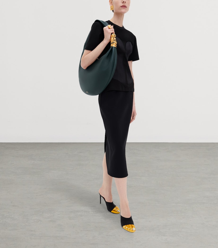 Schiaparelli Large Leather Soufflé Shoulder Bag Dark Green Image 2
