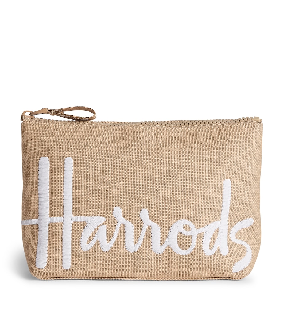 Harrods Medium Cotton Logo Cosmetic Bag Neutral Image 1