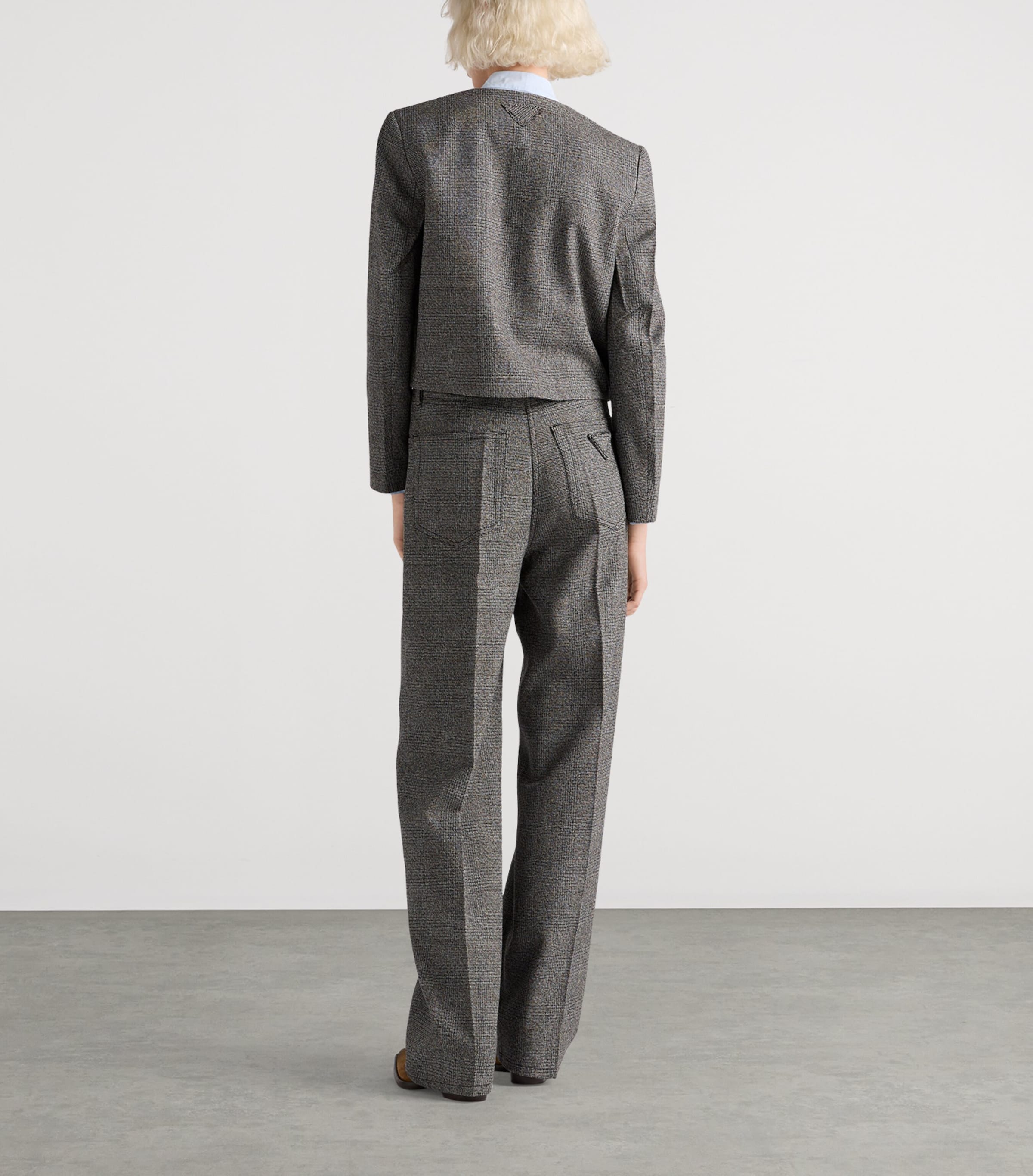 Cotton-Wool Prince of Wales Tailored Trousers F0480 Image 5