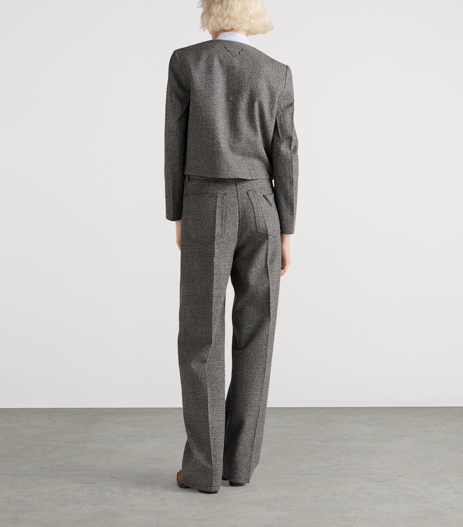Cotton-Wool Prince of Wales Tailored Trousers F0480 Image 5
