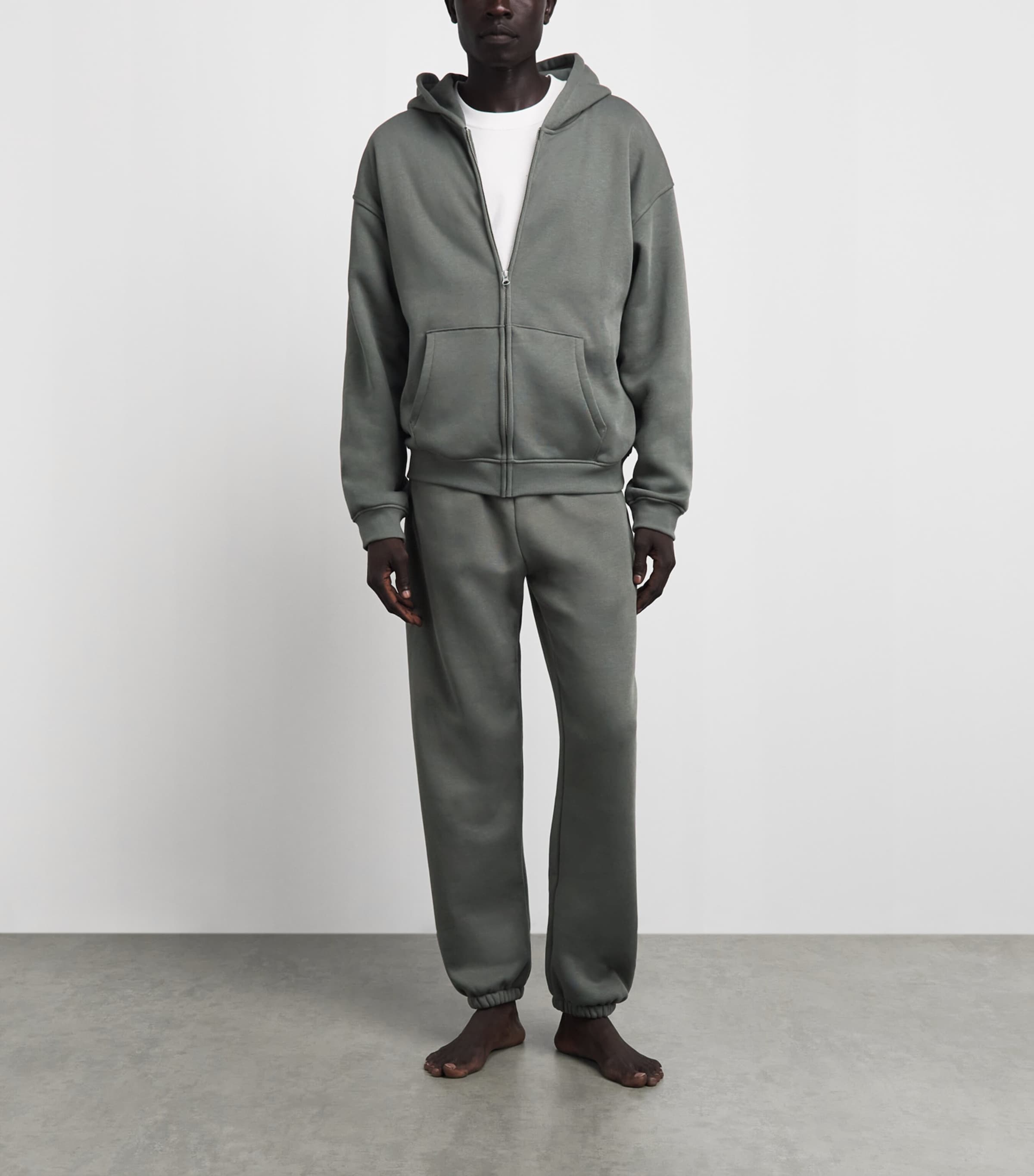 Skims Mens Fleece Lounge Relaxed Zip-Up Hoodie Jungle Image 2