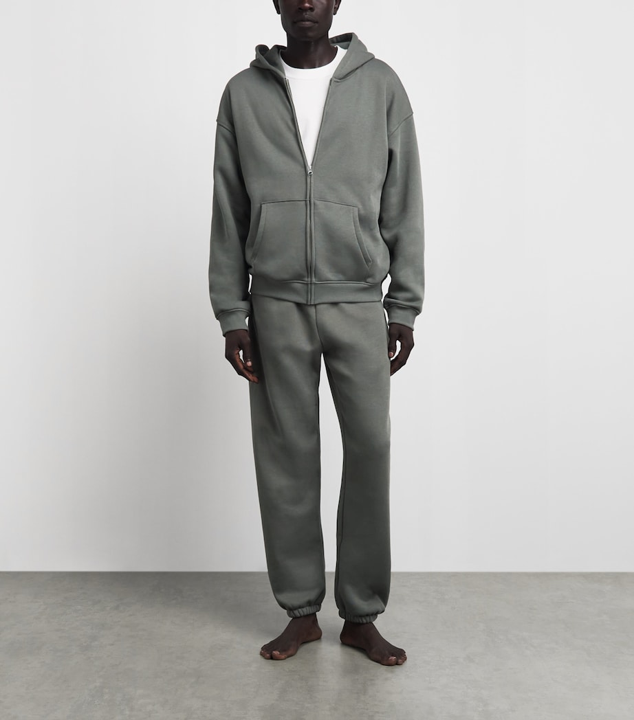 Skims Mens Fleece Lounge Relaxed Zip-Up Hoodie Jungle Image 2
