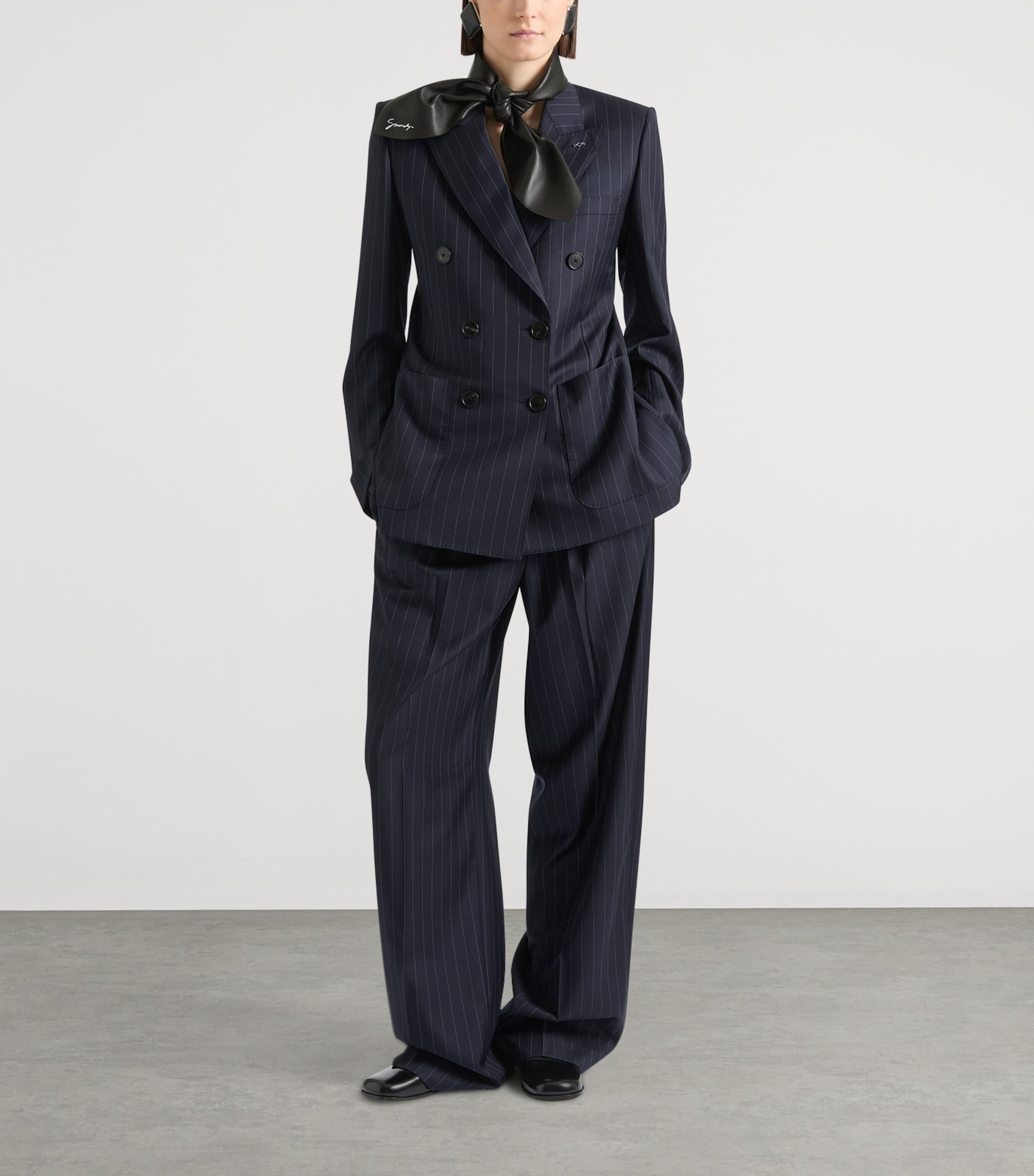 Givenchy Womens Wool Pinstripe Double-Breasted Blazer Image 2