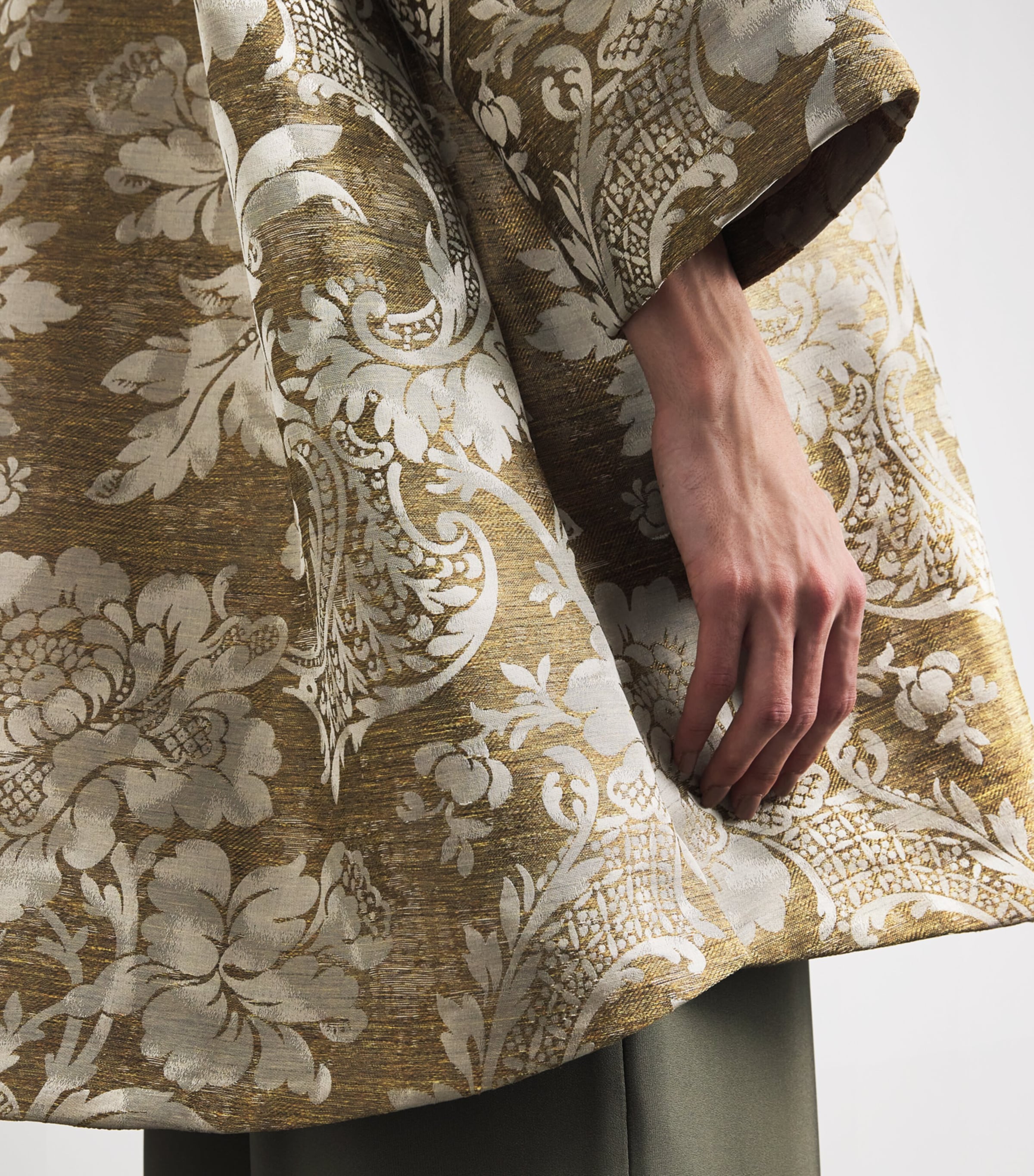 Eskandar Womens Jacquard Stand-Collar Coat Undyed Image 3