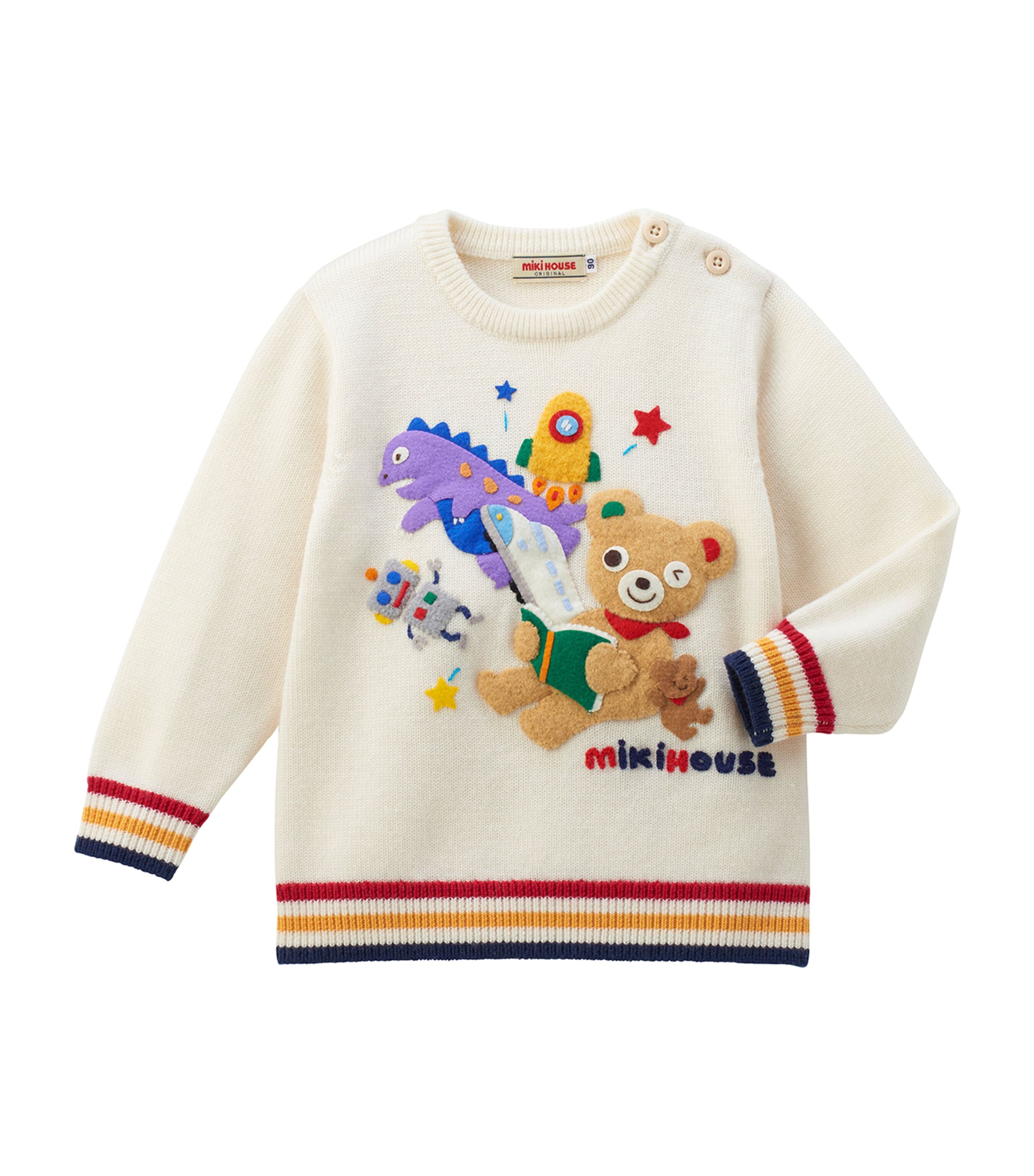 Miki House Reader Sweater In Ivory