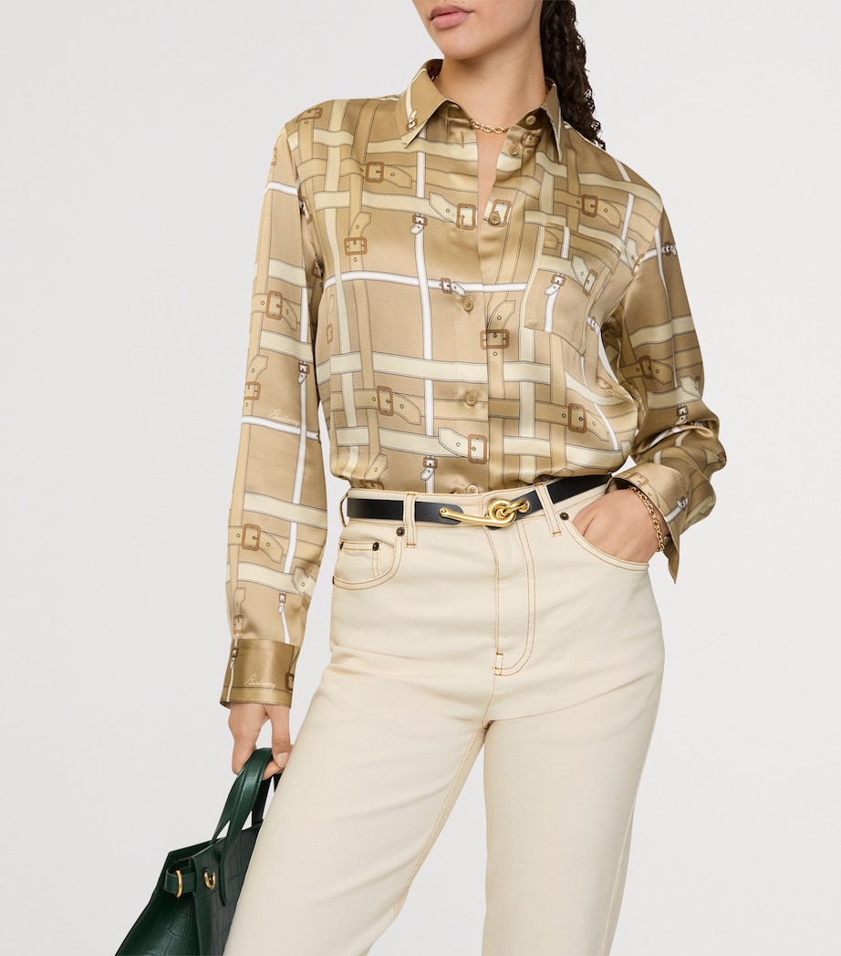 Satin Belt Check Shirt FINCH BEIGE Image 2