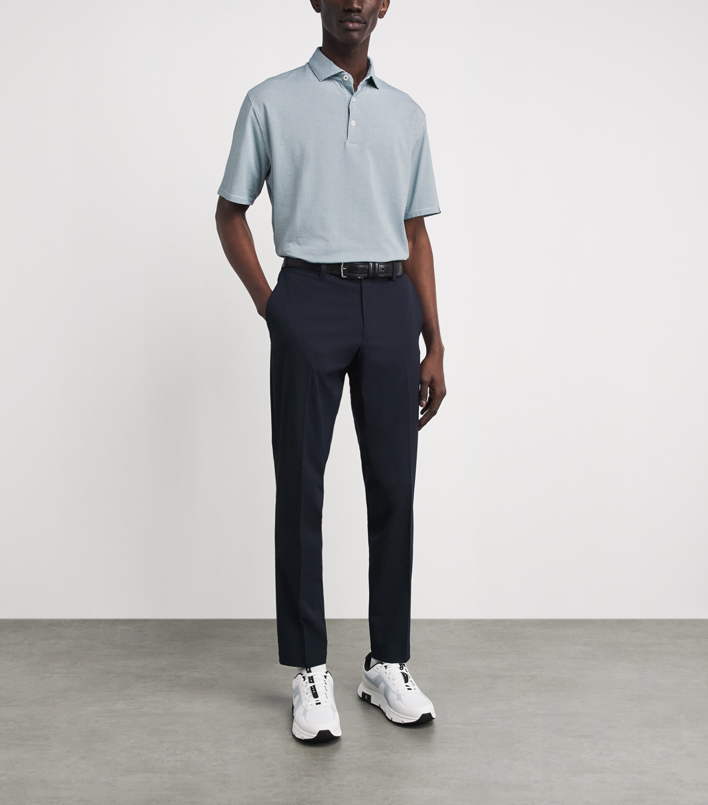 KJUS Mens Pima Cotton Printed Hollow Polo Shirt Rvbk / Whit Image 2
