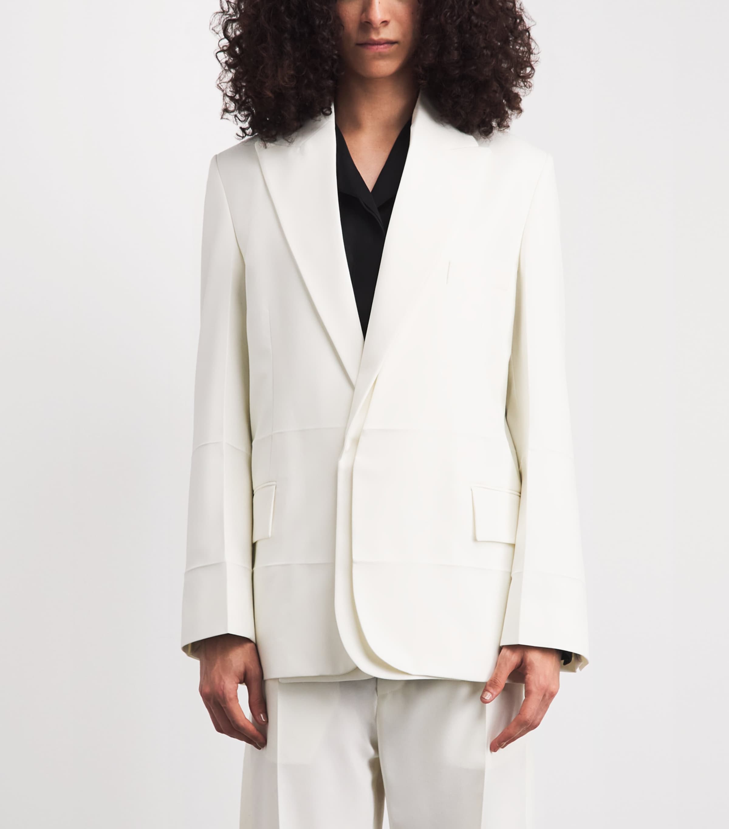 Victoria Beckham Womens Detached Lapel Blazer Off White Image 4