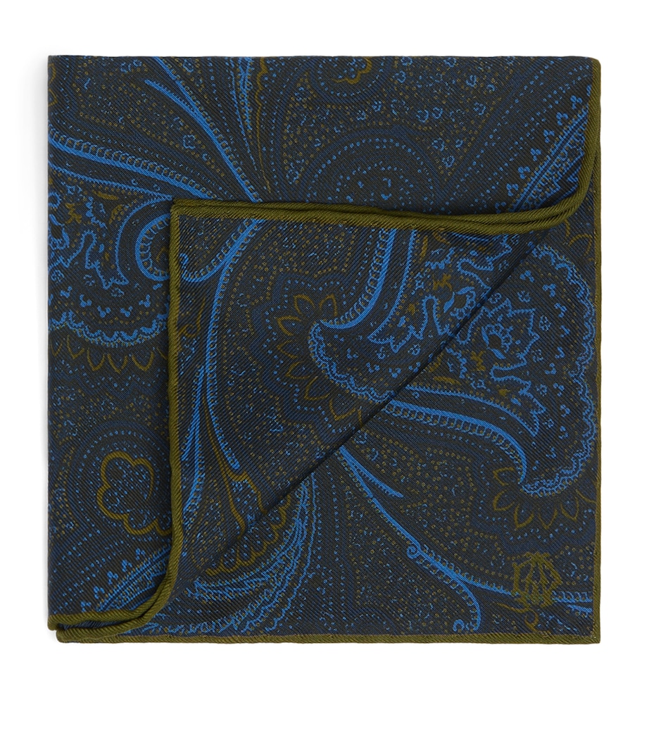Dunhill Mulberry Silk Paisley Pocket Square Image 1