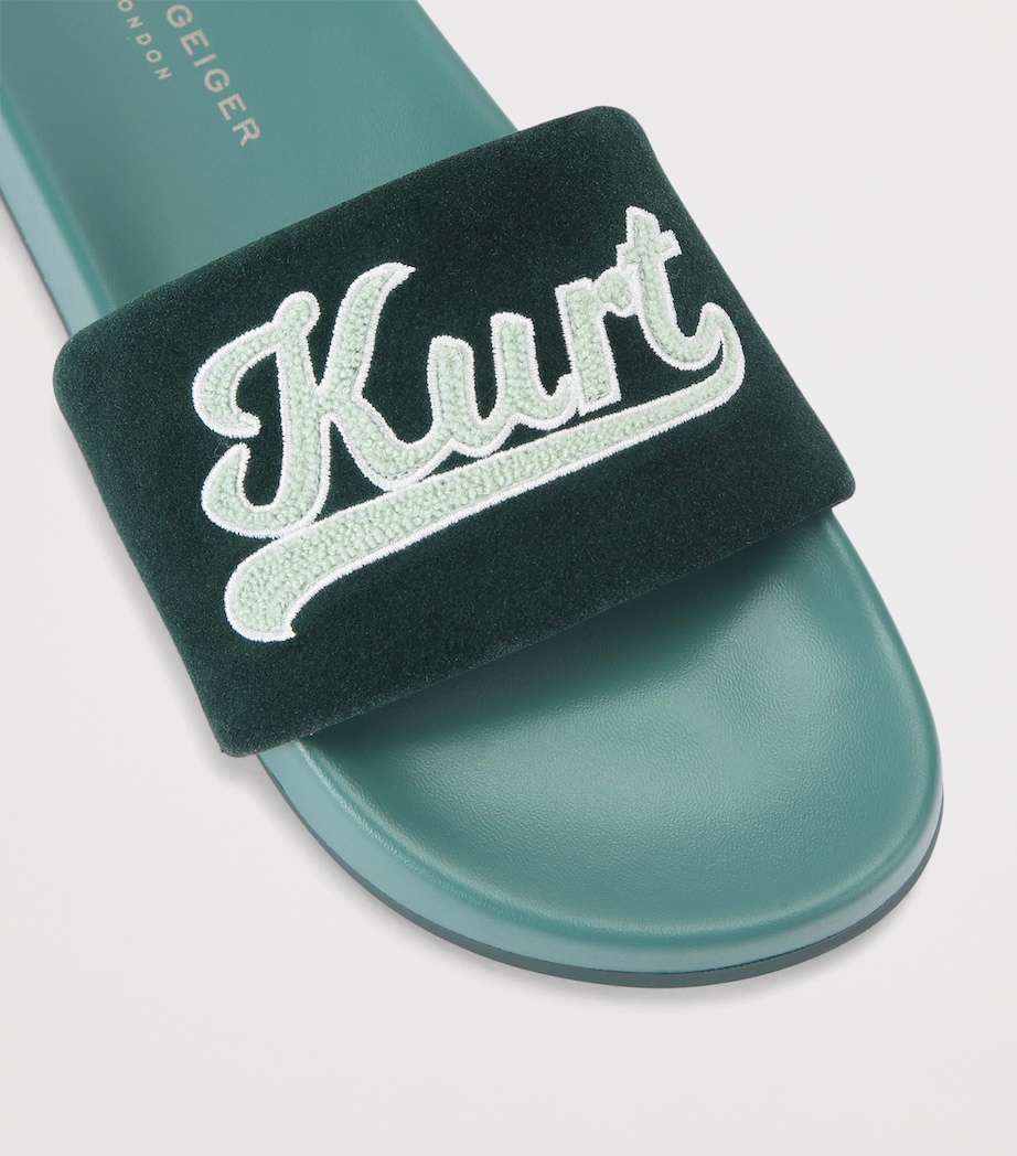 Suede Script Slides DARK GREEN Image 3