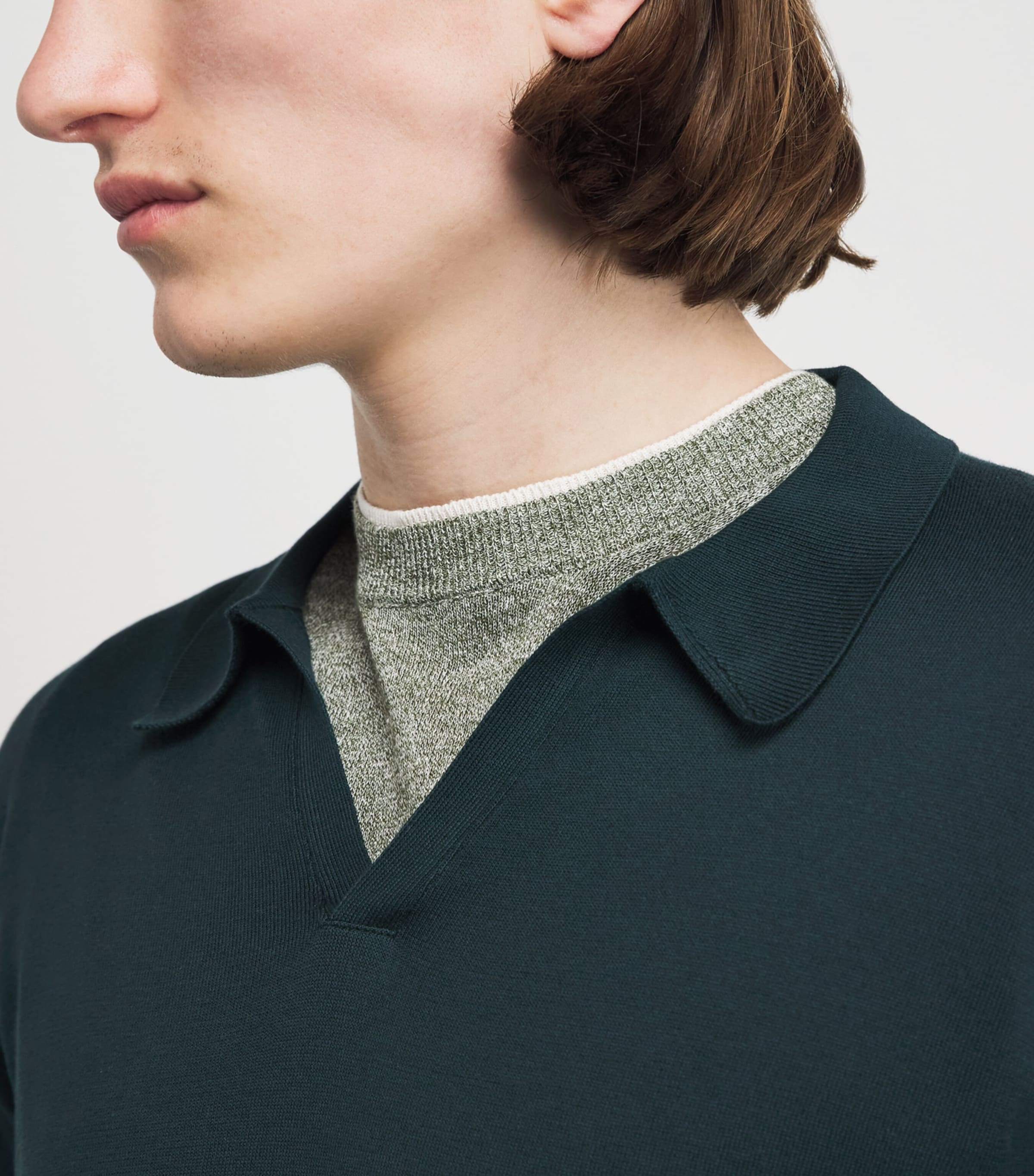 John Smedley Mens Sea Island Cotton Noah Polo Shirt Rainforest Image 3