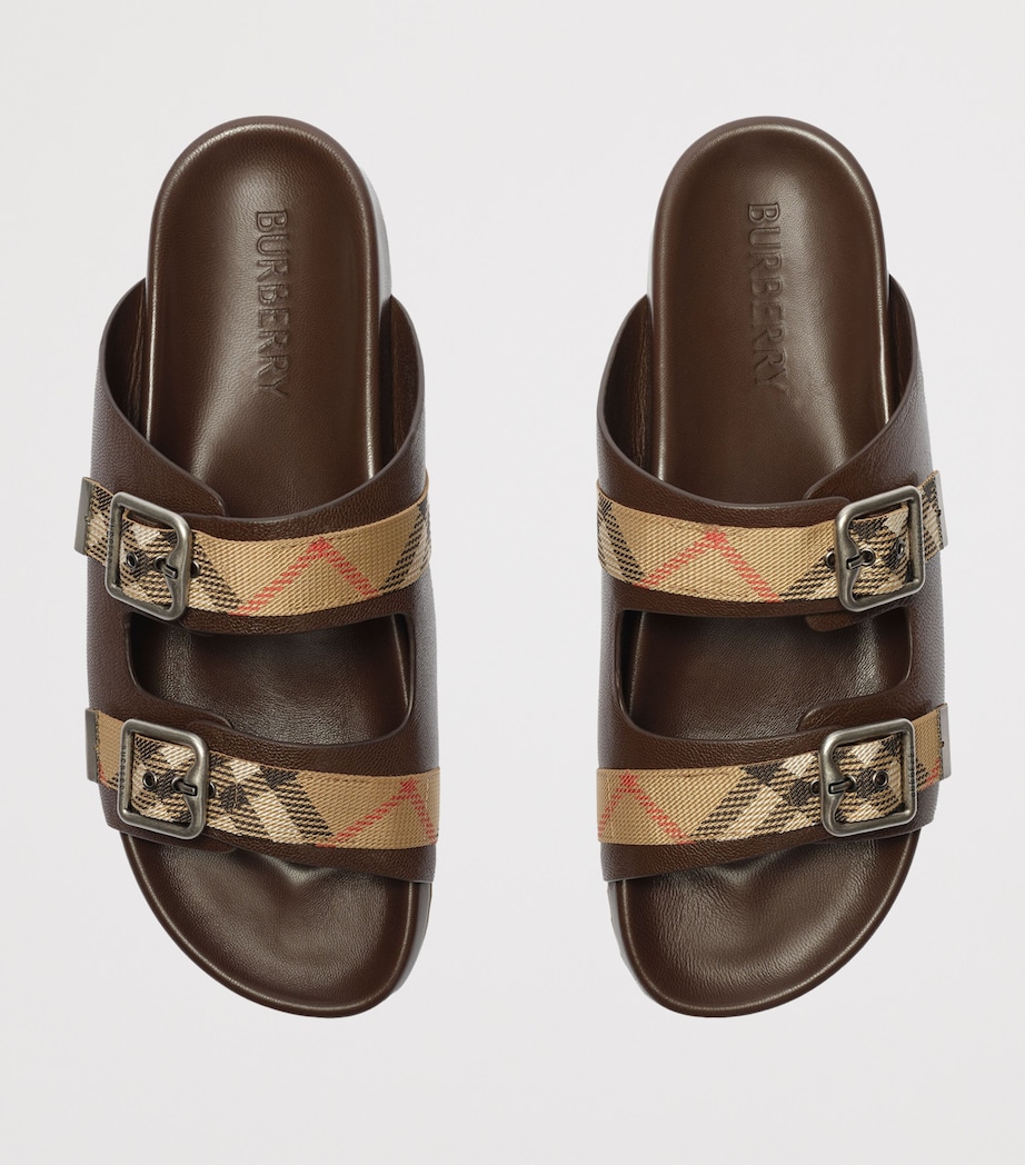 Burberry Leather Check Urchin Slides Mid Brown Image 4
