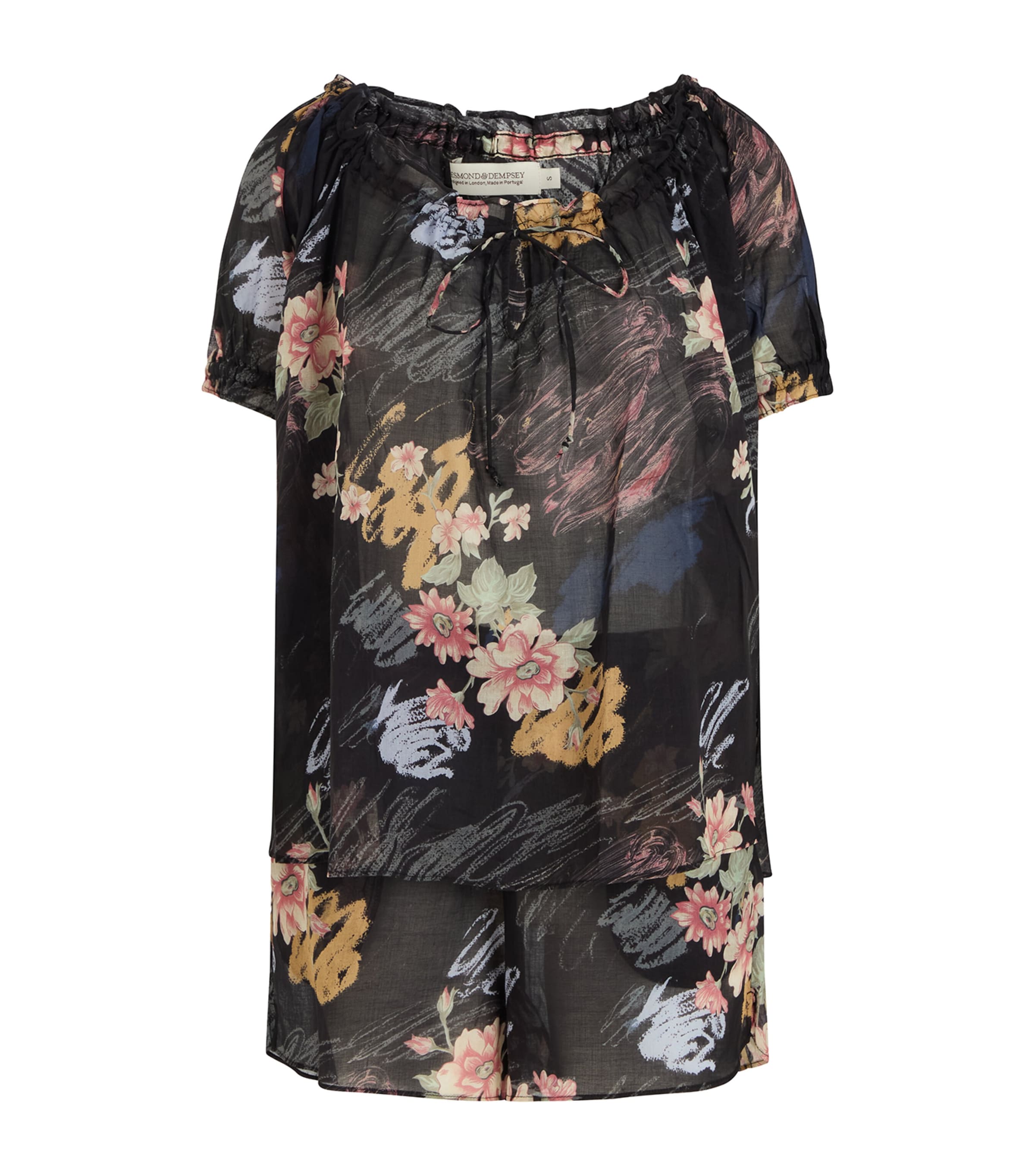 Desmond & Dempsey Love Print Light And Easy Pyjama Short Set