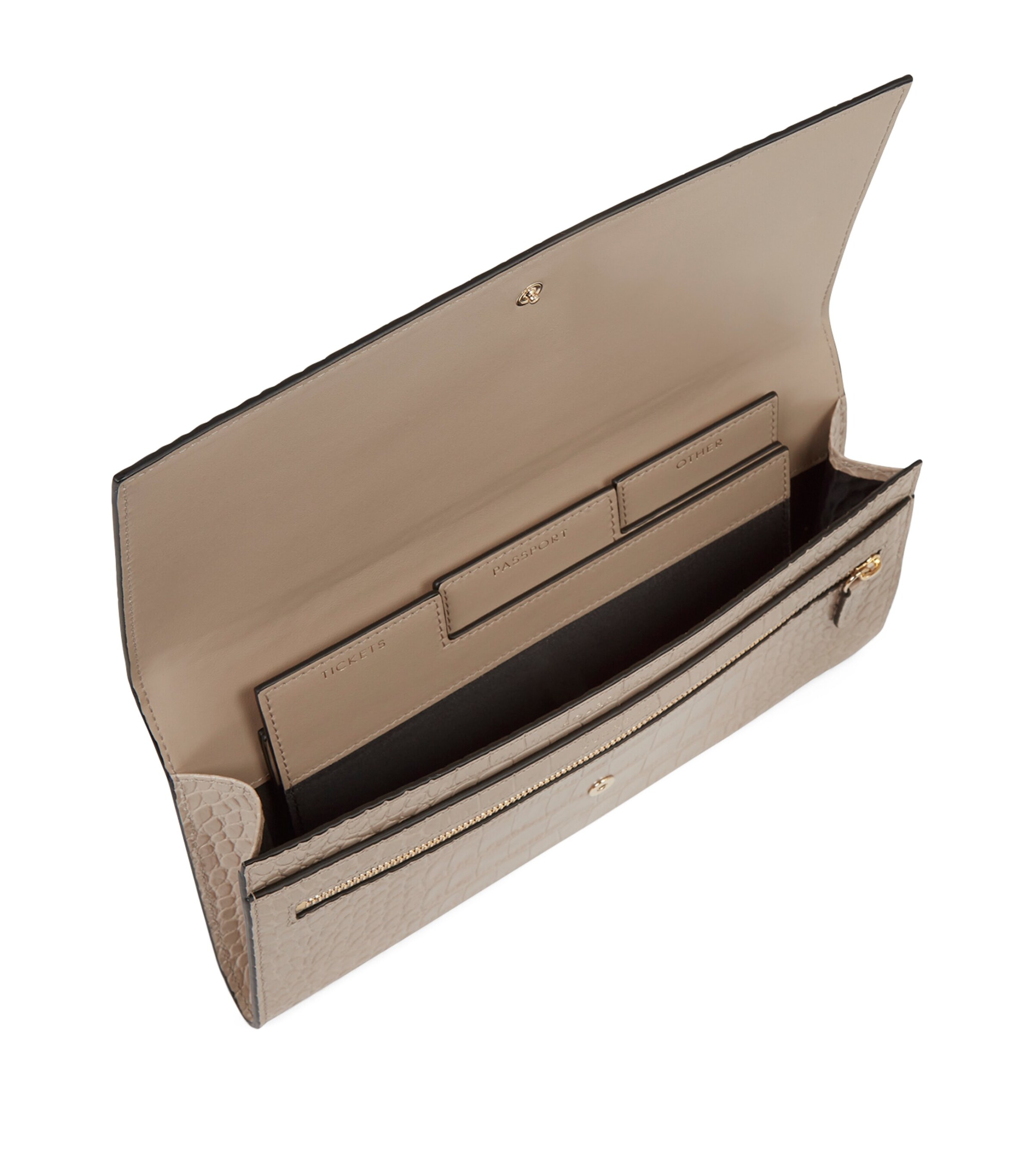 Leather Croc-Embossed Marshall Travel Wallet SANDSTONE Image 4