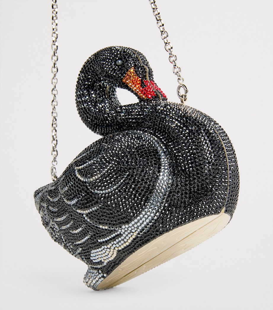 Judith Leiber Embellished Swan Clutch Bag Silver Jet Multi Image 6