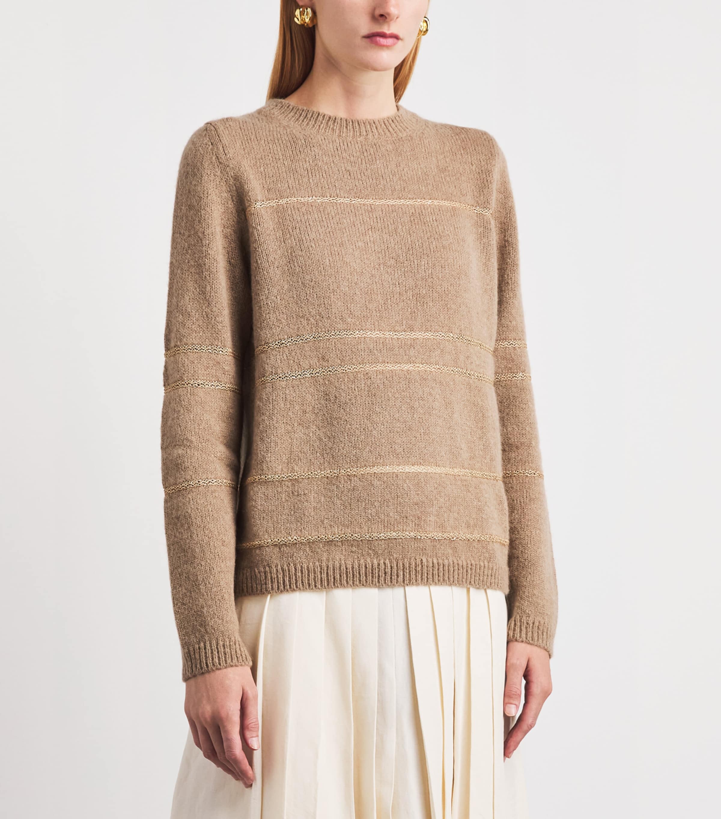 Fabiana Filippi Womens Wool-Blend Jacquard Sweater Faggio Image 4