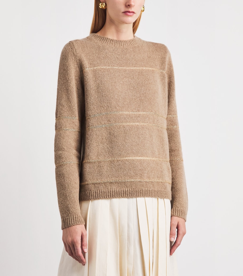 Fabiana Filippi Womens Wool-Blend Jacquard Sweater Faggio Image 4