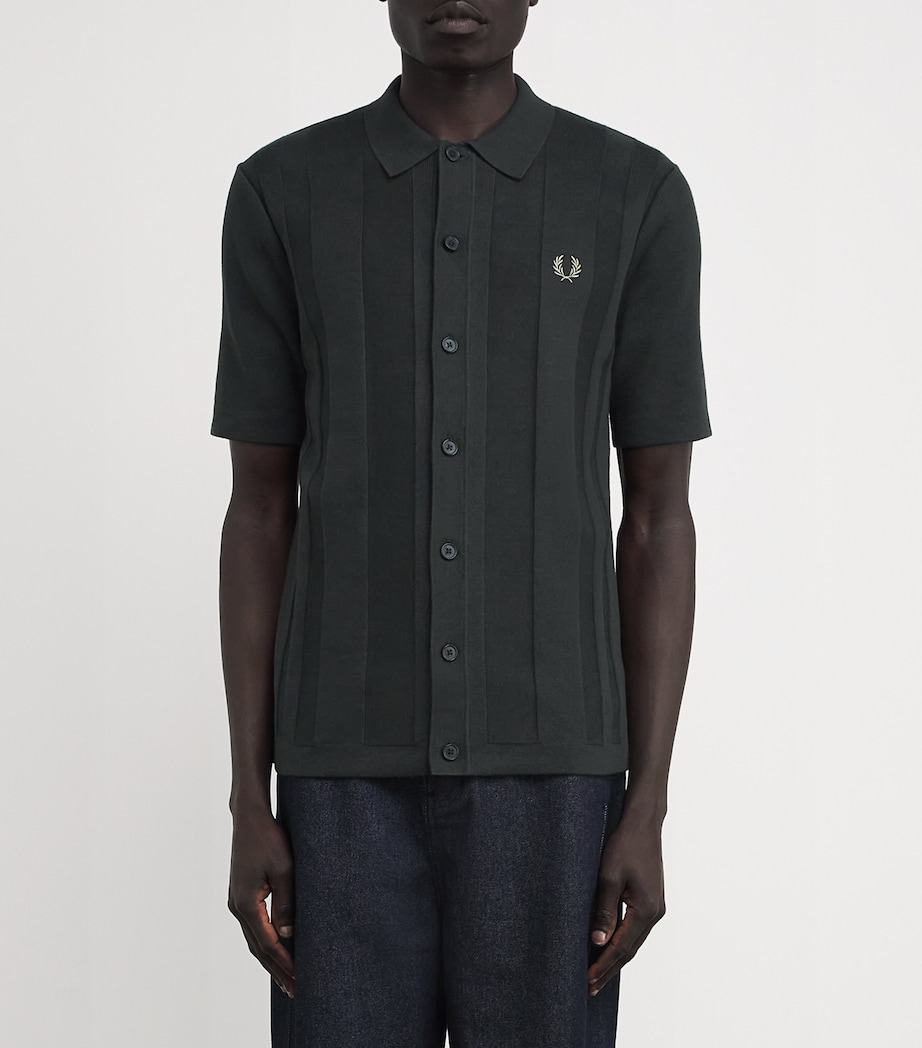 Fred Perry Mens Cotton Knitted Polo Shirt Grn Image 3