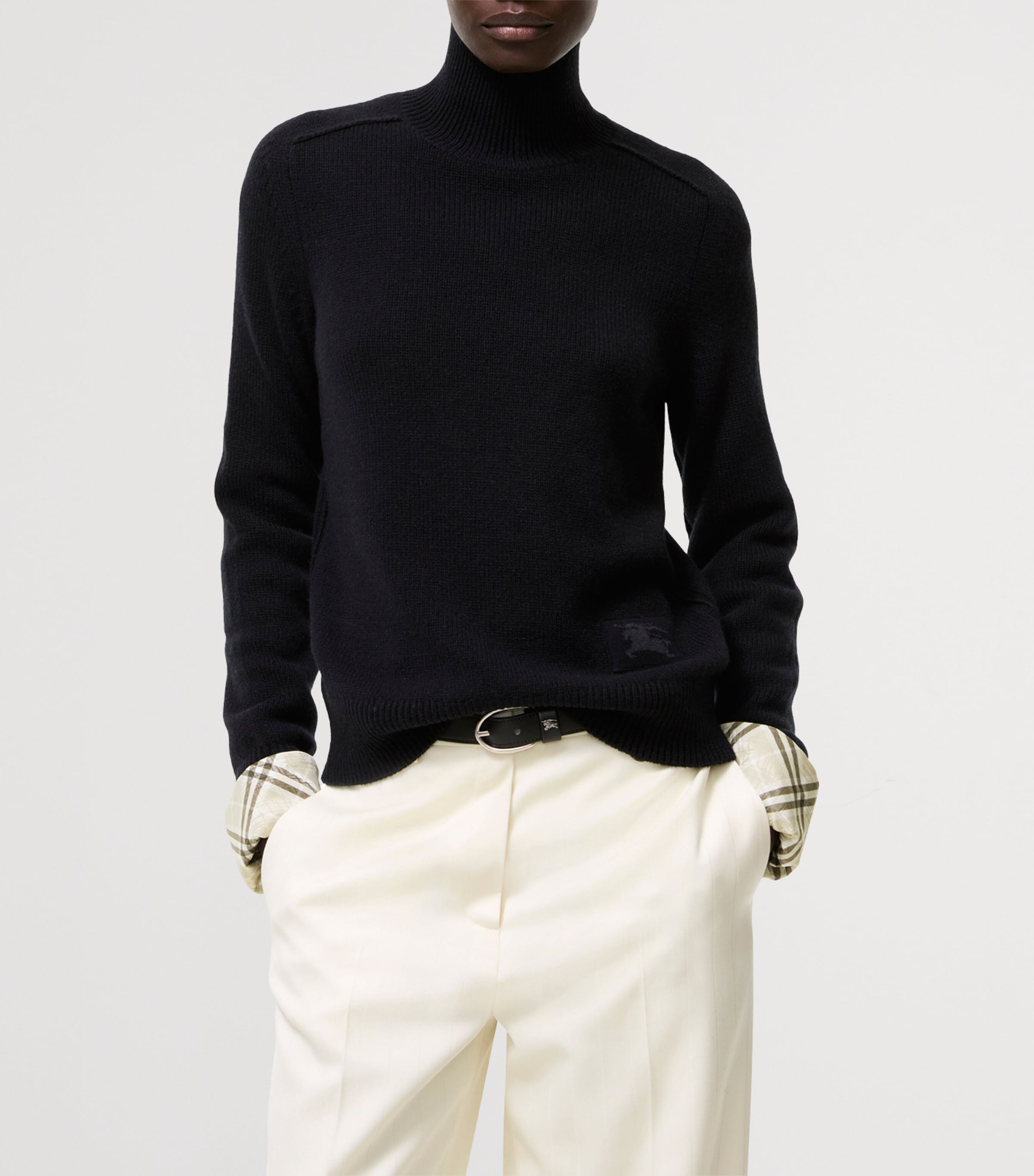 Burberry Womens Cashmere High-Neck Sweater Black Image 2