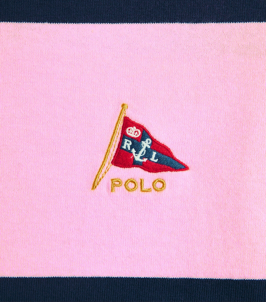 Polo Ralph Lauren Mens Cotton Stripe Rugby Shirt Carmel Pnk/nport Nvy Image 6