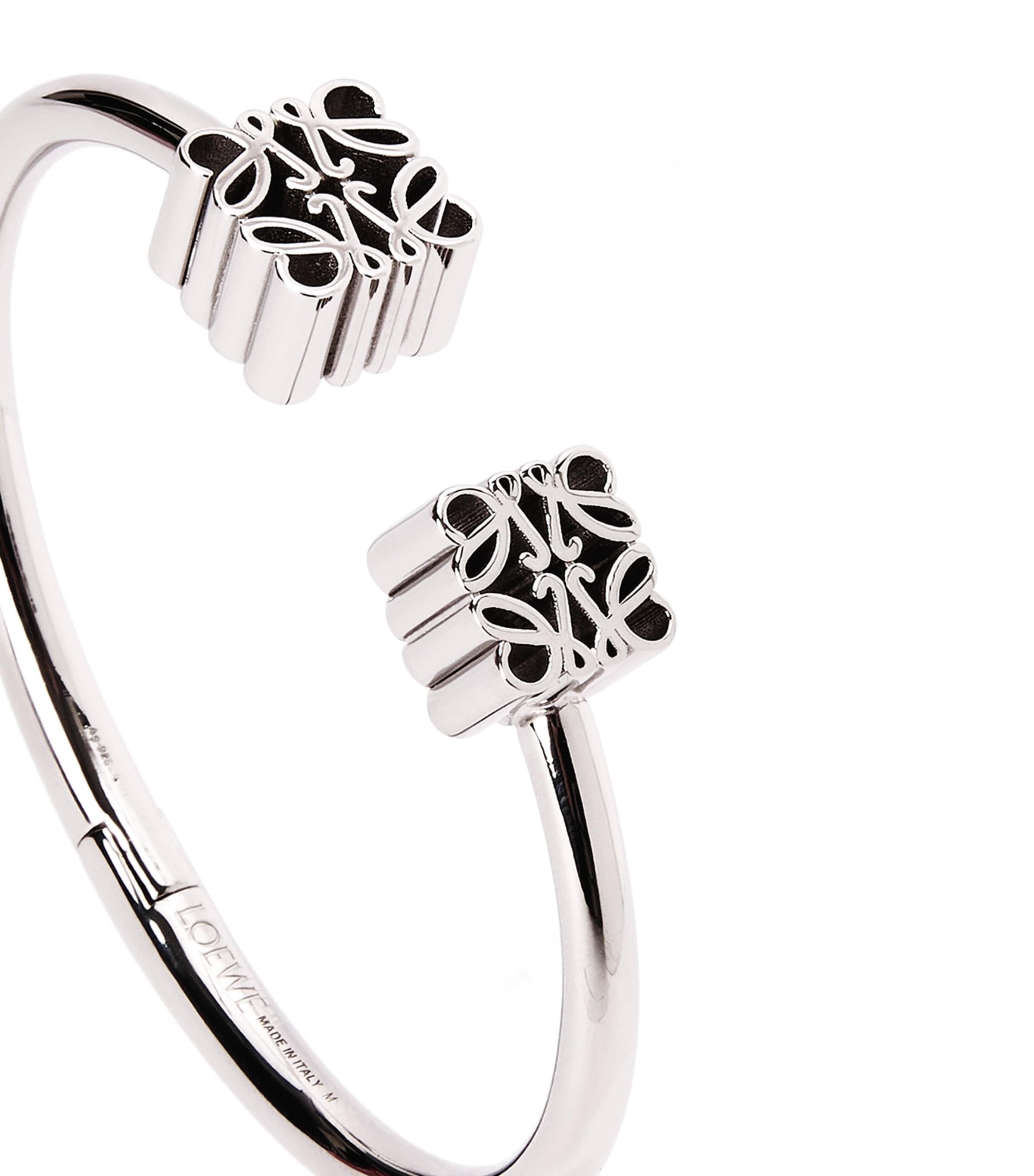 LOEWE Sterling Silver Anagram Cuff Bangle | Harrods UK