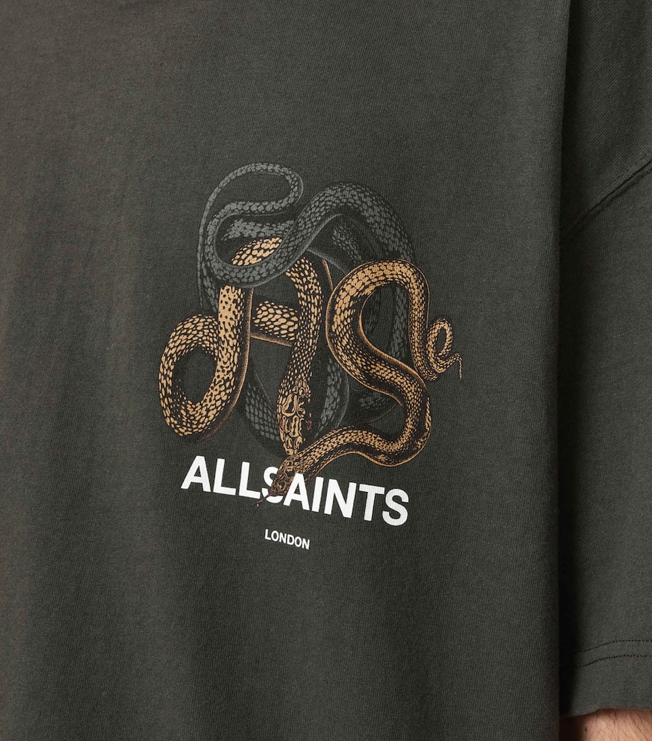 AllSaints Mens Organic Cotton Reticulate Sweatshirt Duffel Green Image 5