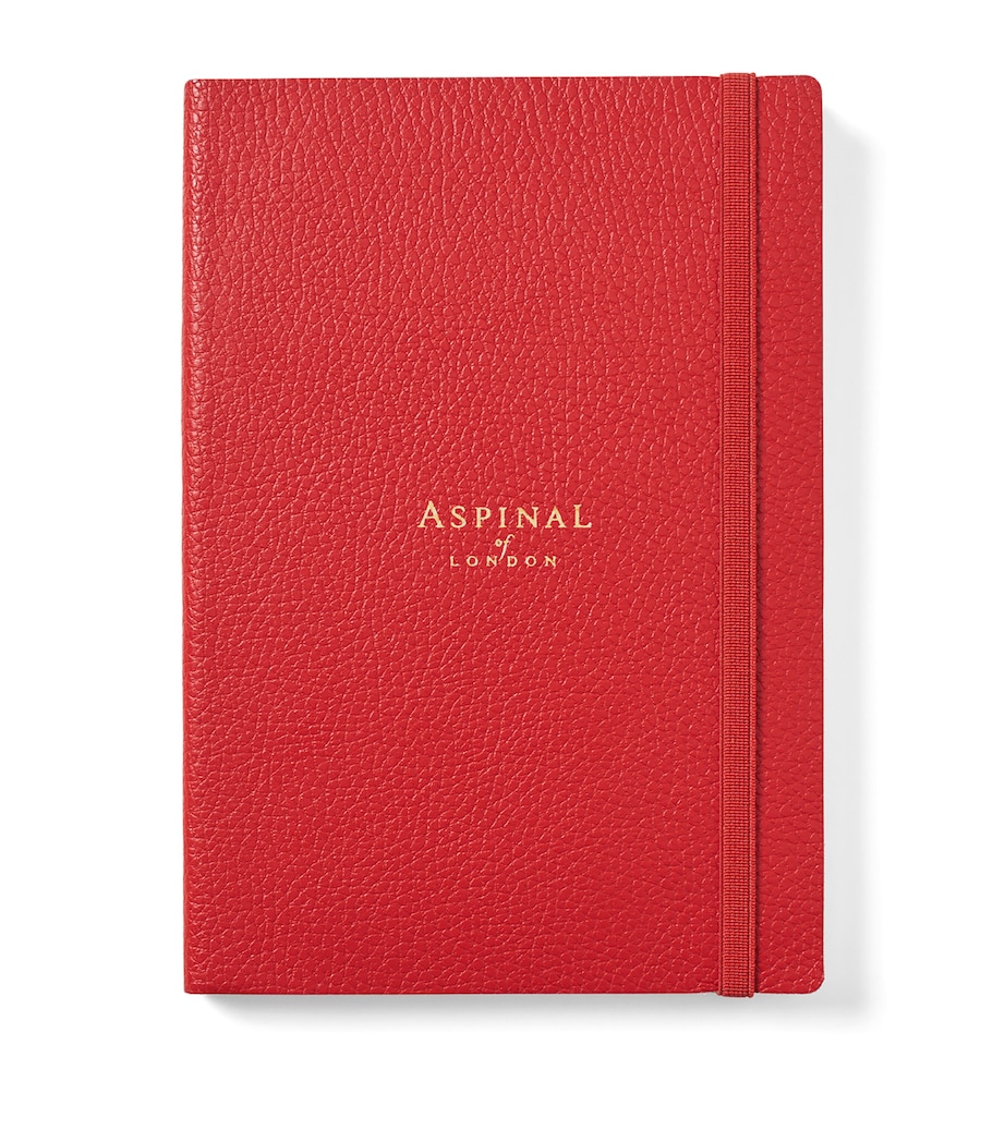Grained Leather Bound A5 Notebook RED Image 2