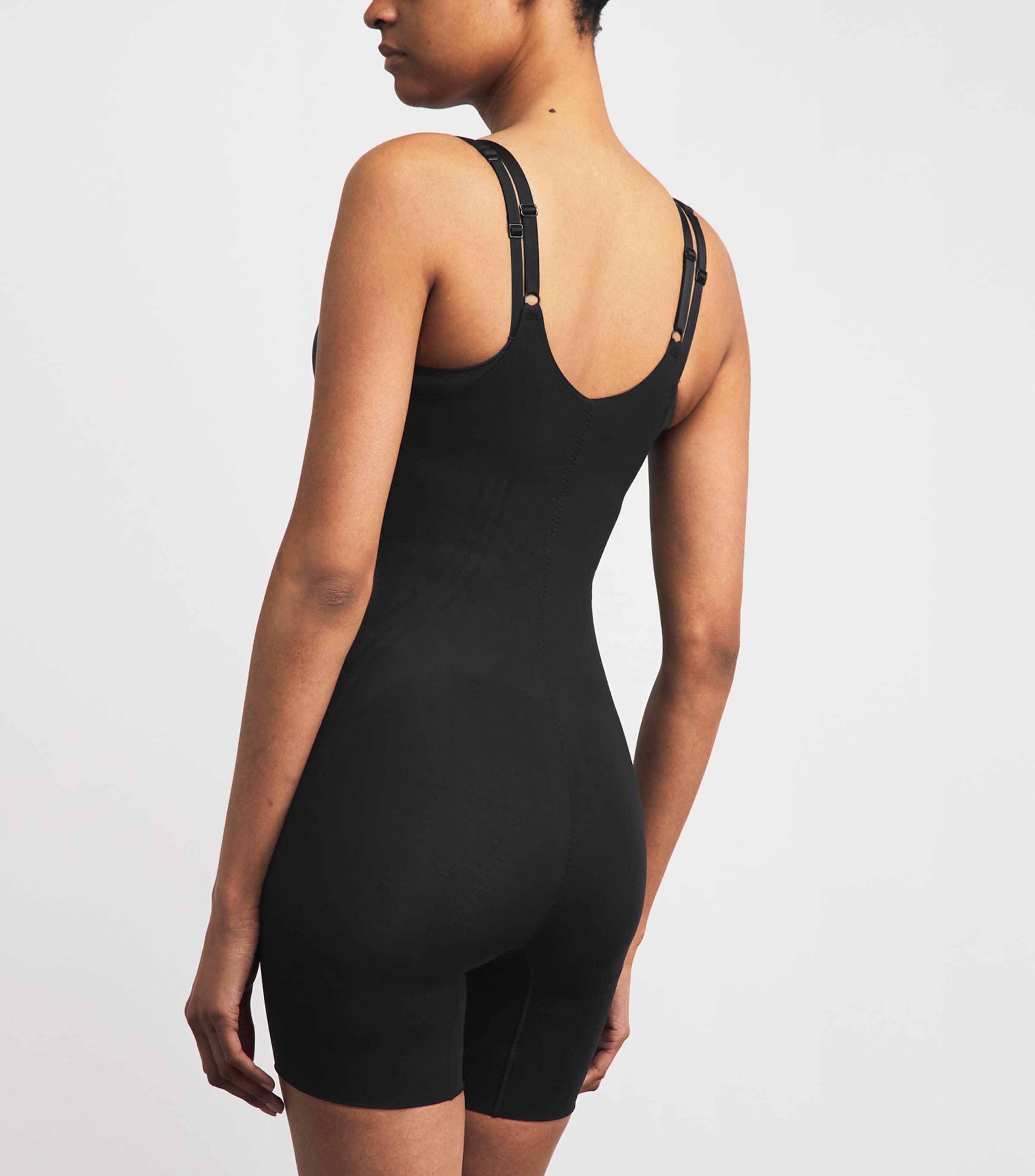 SPANX Womens SPANXsculpt GoFigure Open-Bust Mid-Thigh Bodysuit Very Black Image 3