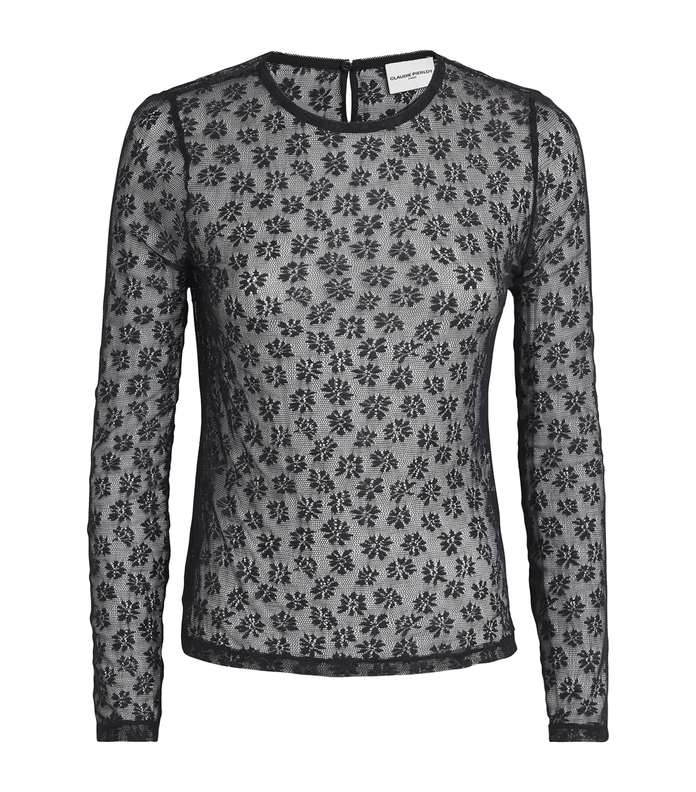 Claudie Pierlot Floral Lace Top In Gray