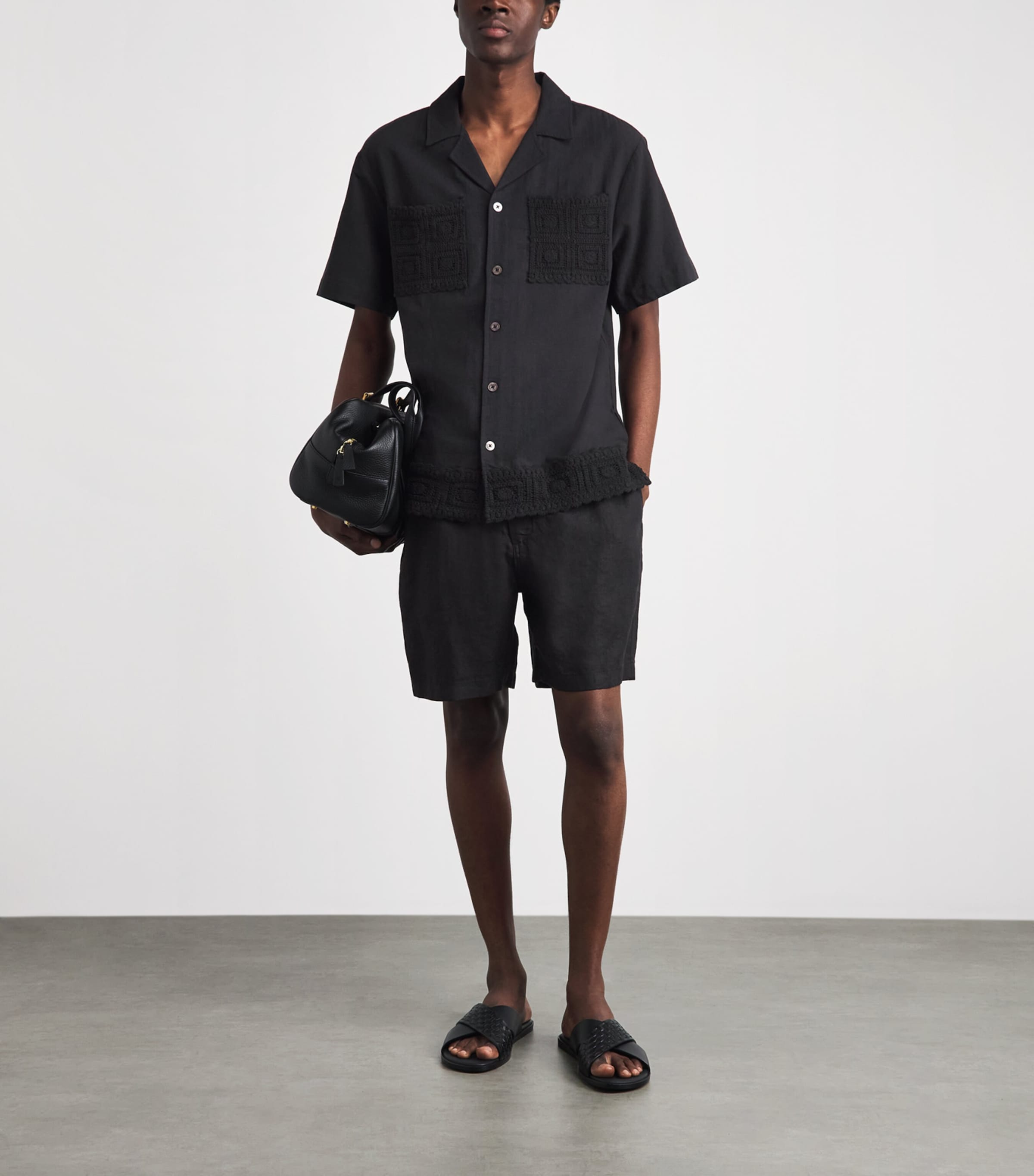 CHÉ Mens Cotton-Linen Inigo Shirt Black Image 2