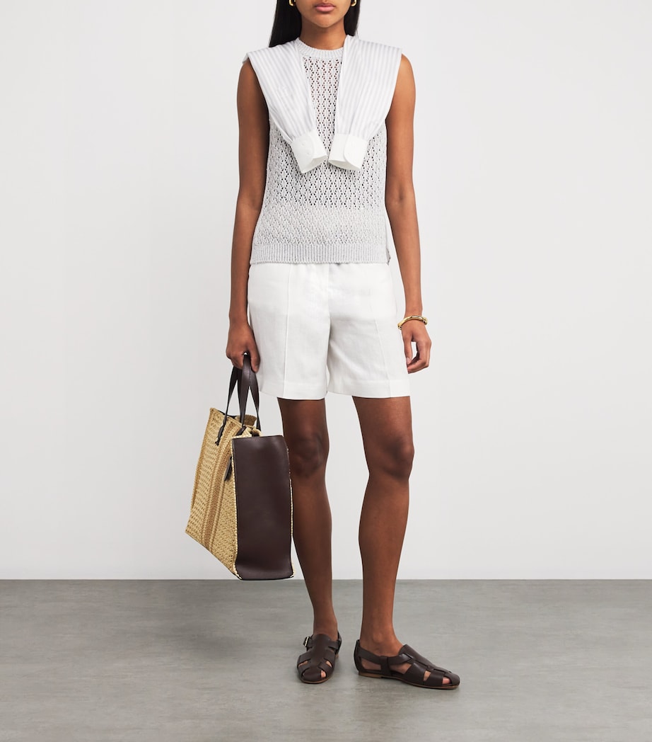 Linen-Blend Sequin-Embellished Sweater Vest GRIGIO PERLA Image 2