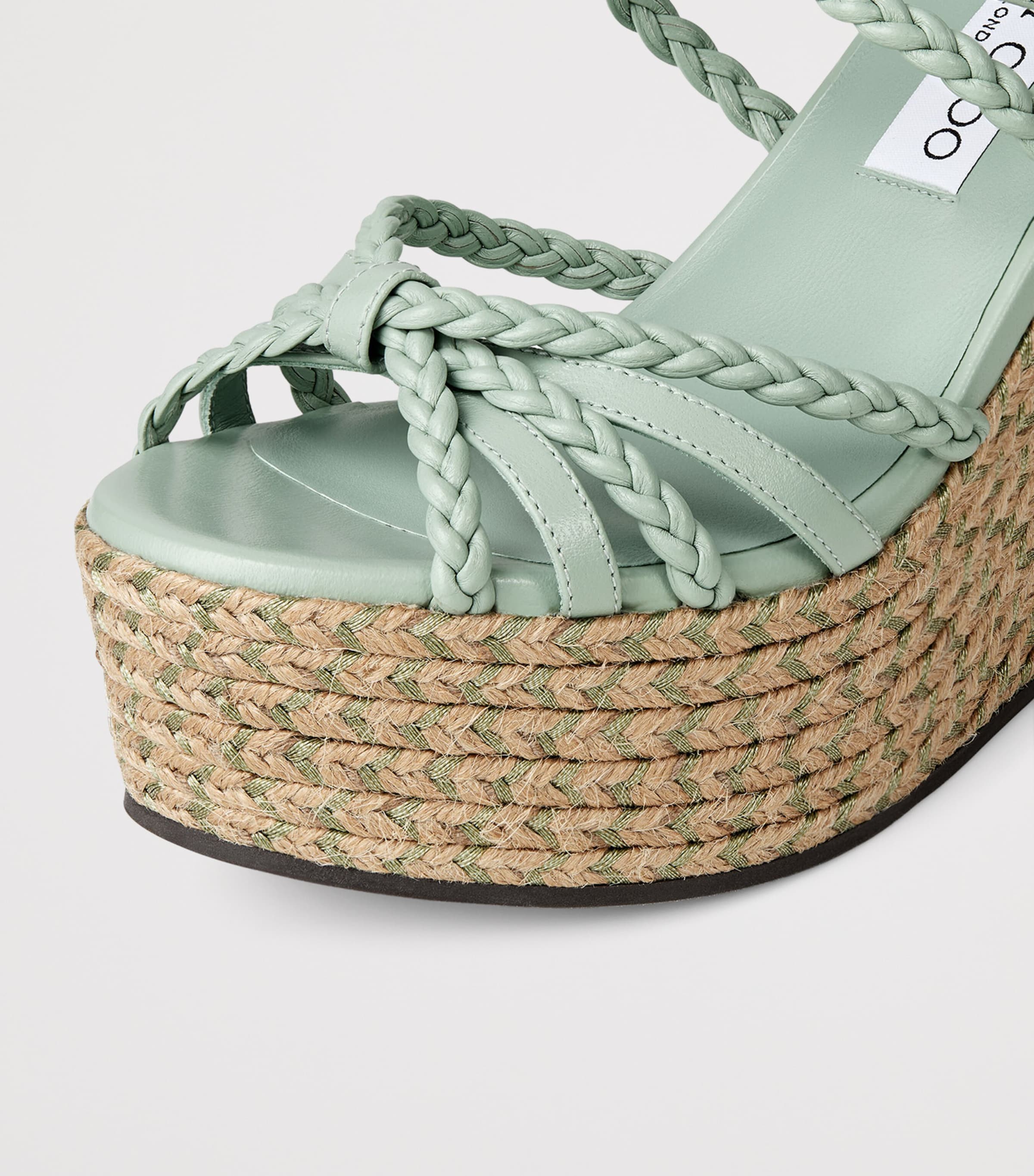 Jimmy Choo Nyra 100 Leather Wedge Heels Verde Mix Image 6