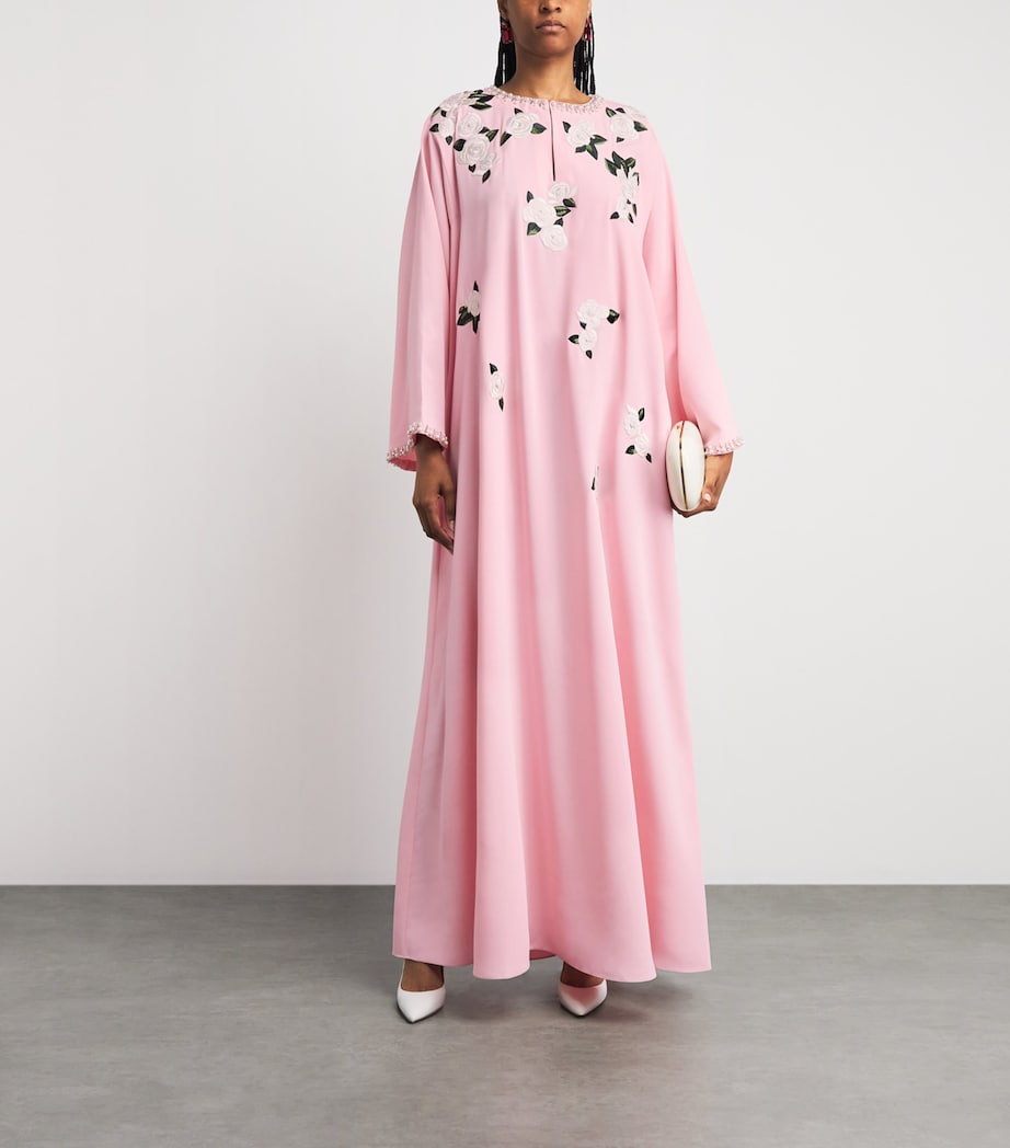 Carolina Herrera Womens Floral-Embroidered Kaftan Maxi Dress Rosewater Multi Image 2